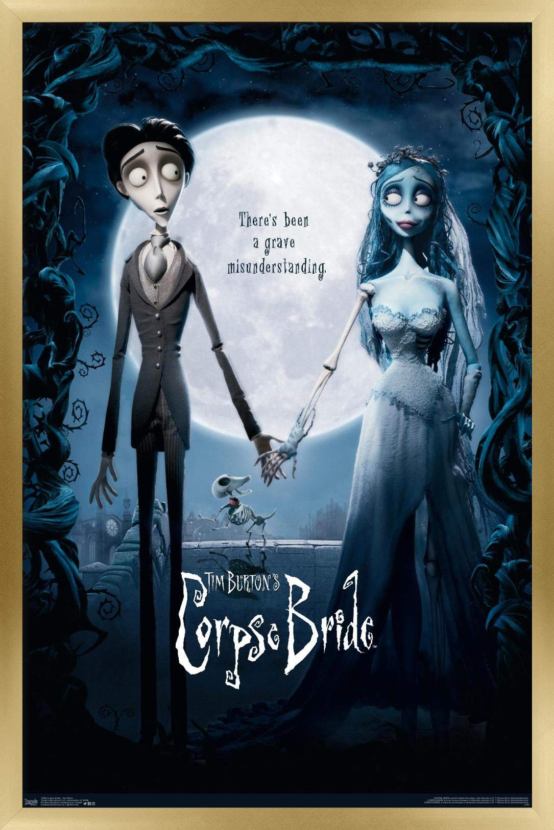 Trends International Tim Burton'S The Corpse Bride - One Sheet Wall Poster, 14.725'' X 22.375'', Gold Framed Version