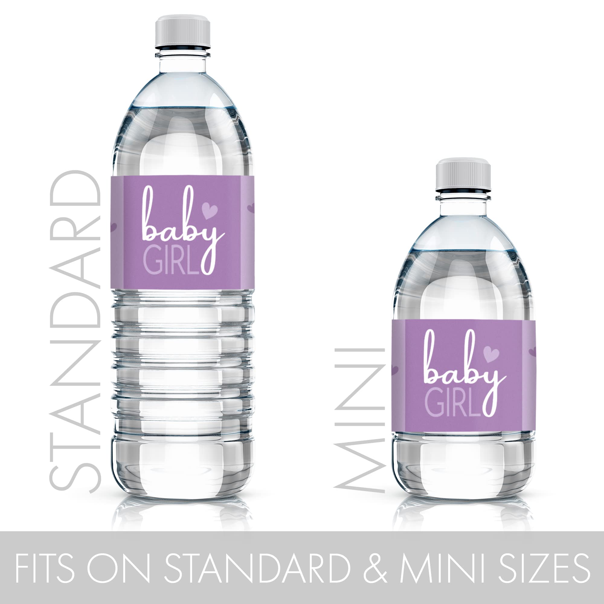Purple Its A Girl Baby Shower Water Bottle Stickers, Lavender Baby Shower Waterproof Stickers For Water Bottles - 24 Count