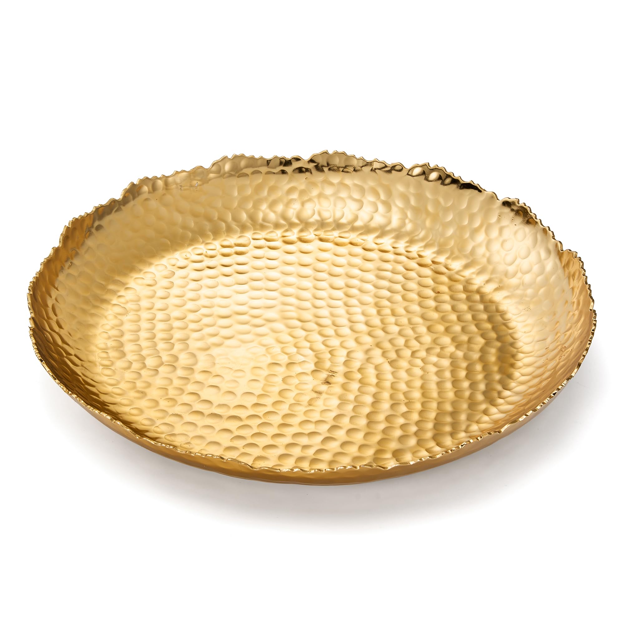 Gold Hammered Decorative Bowl Elegant Aluminum Centerpiece
