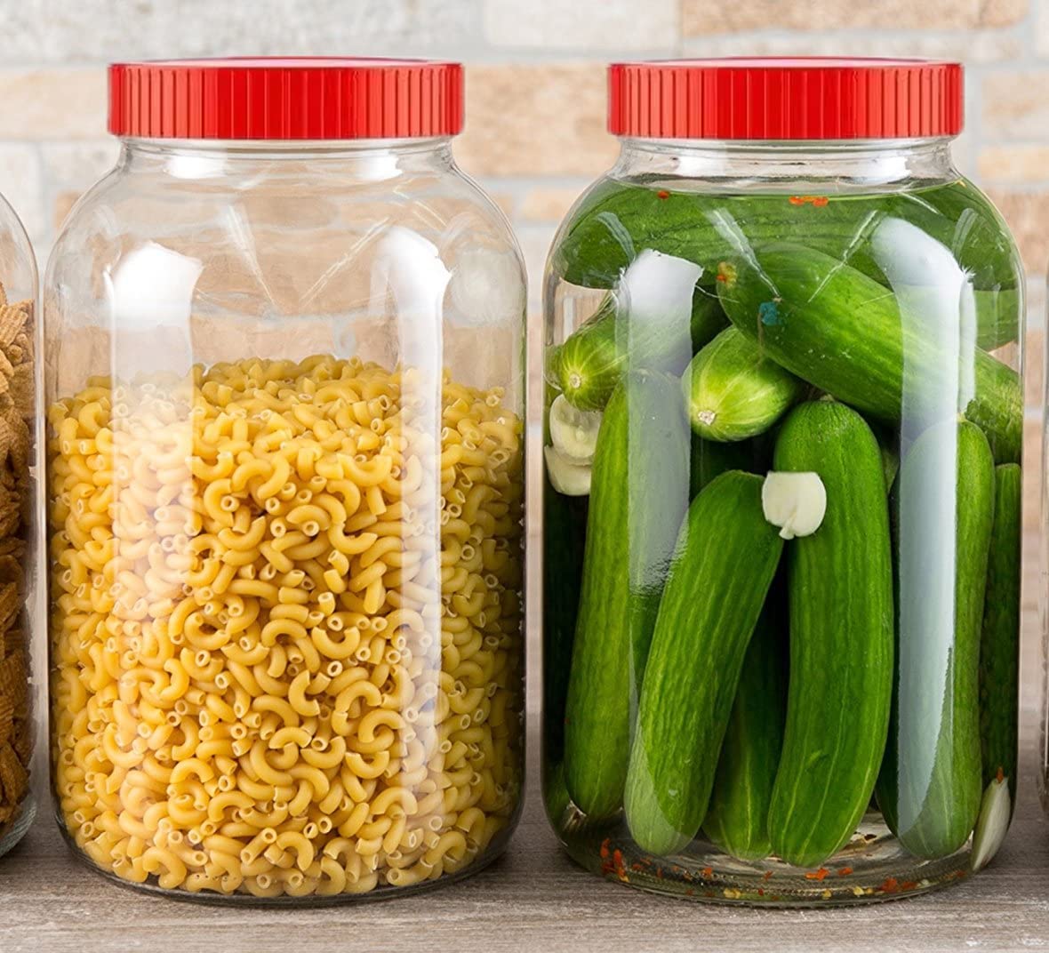 Feelopie Aahar Jar with Red Lid for Lentils, Food, Pickles, Spices, Sweets, Snacks, Rice, Kitchen Storage (3 KG, Set Of 4)