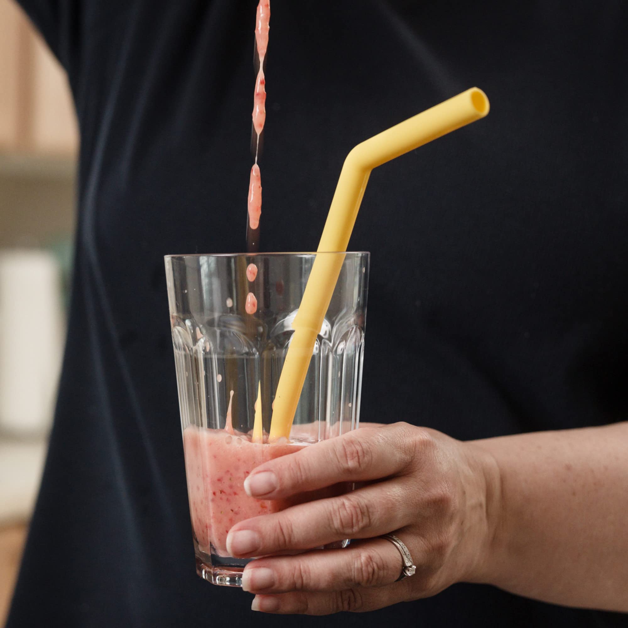 Chef Craft Eco Bent Silicone Straw, 10 Inches In Length 3 Piece Set, Red/Blue/Yellow