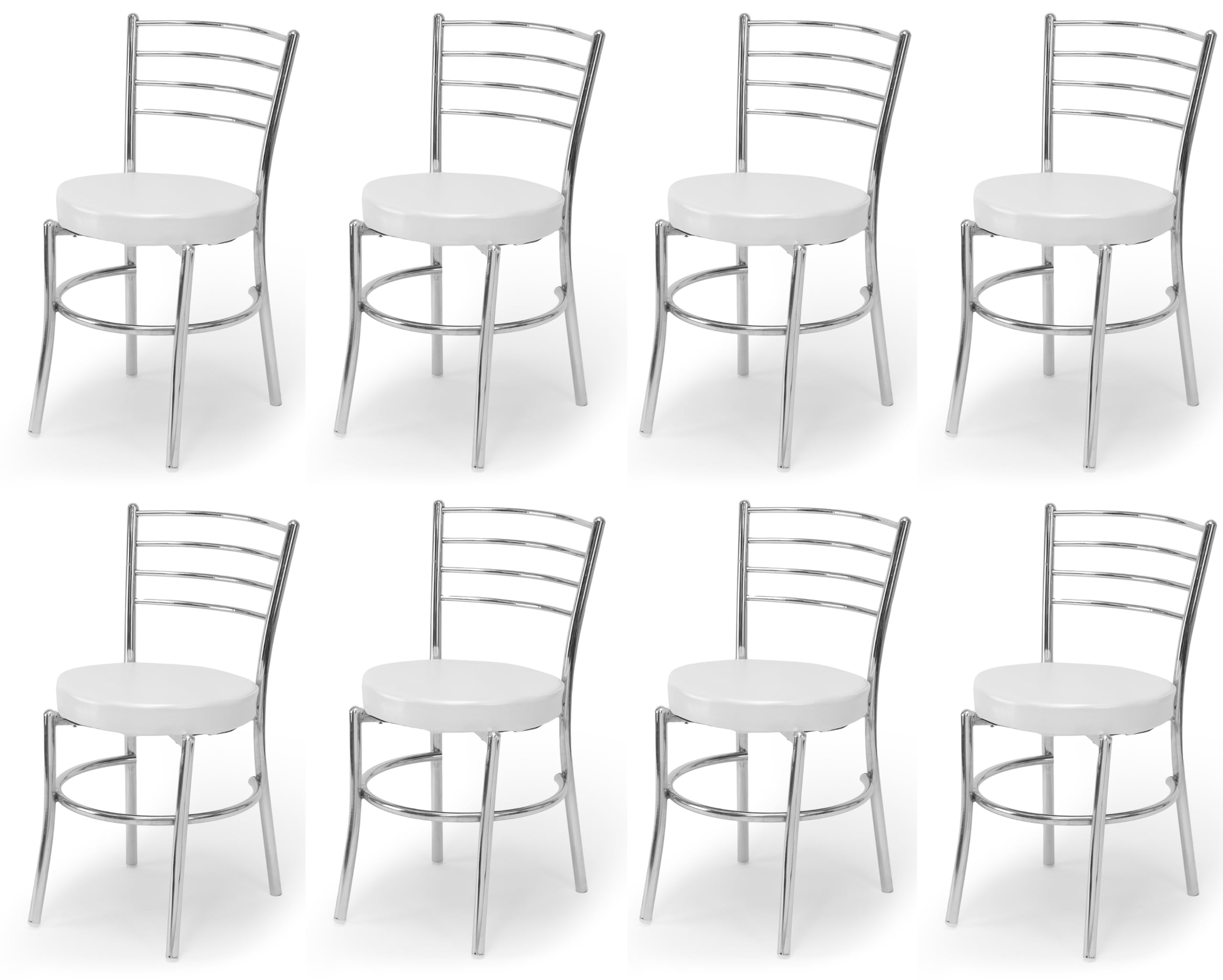 Goyalson Dining Ergonomic Dining Home Chair Hotel Restaurant Chair With Steel Chrome Polish And Leatherite Seat (8, Grey, Standa