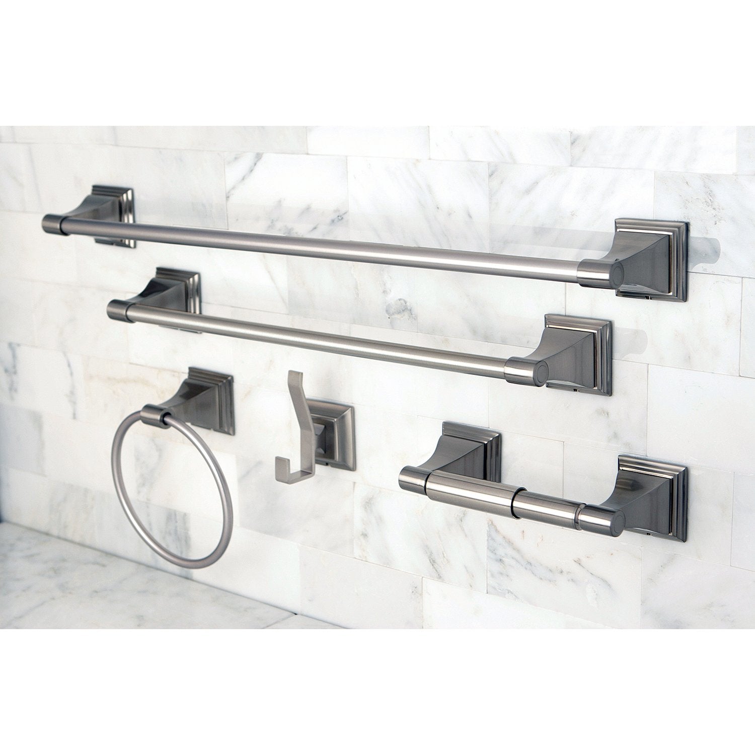 Kingston Brass Bahk61212478Sn Monarch Bathroom Hardware Set, 24-Inch Length, Brushed Nickel