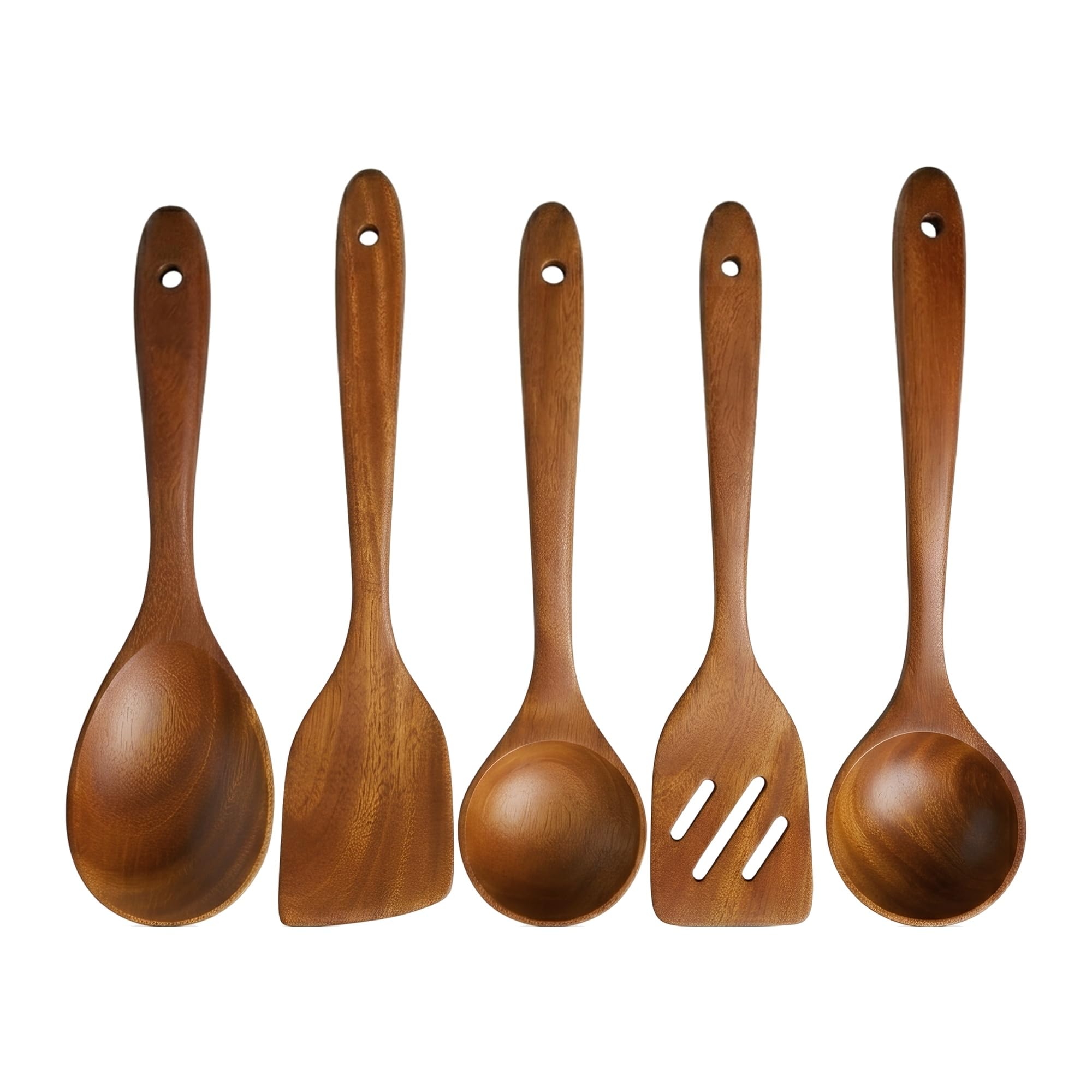 SAVVYDIVAH Wooden Kitchen Utensil Set  Non Toxic Mahogany Wooden Spoons for Cooking,Spatula,Turner, Slotted Spatula & Ladle  N