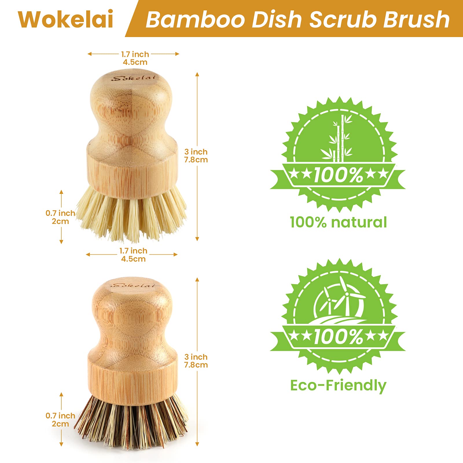 Bamboo Dish Scrub Brushes Set For Kitchen - Wooden Cleaning Scrubbers Brushes, Eco-Friendly Natural Dishes Washing Brush For Dis