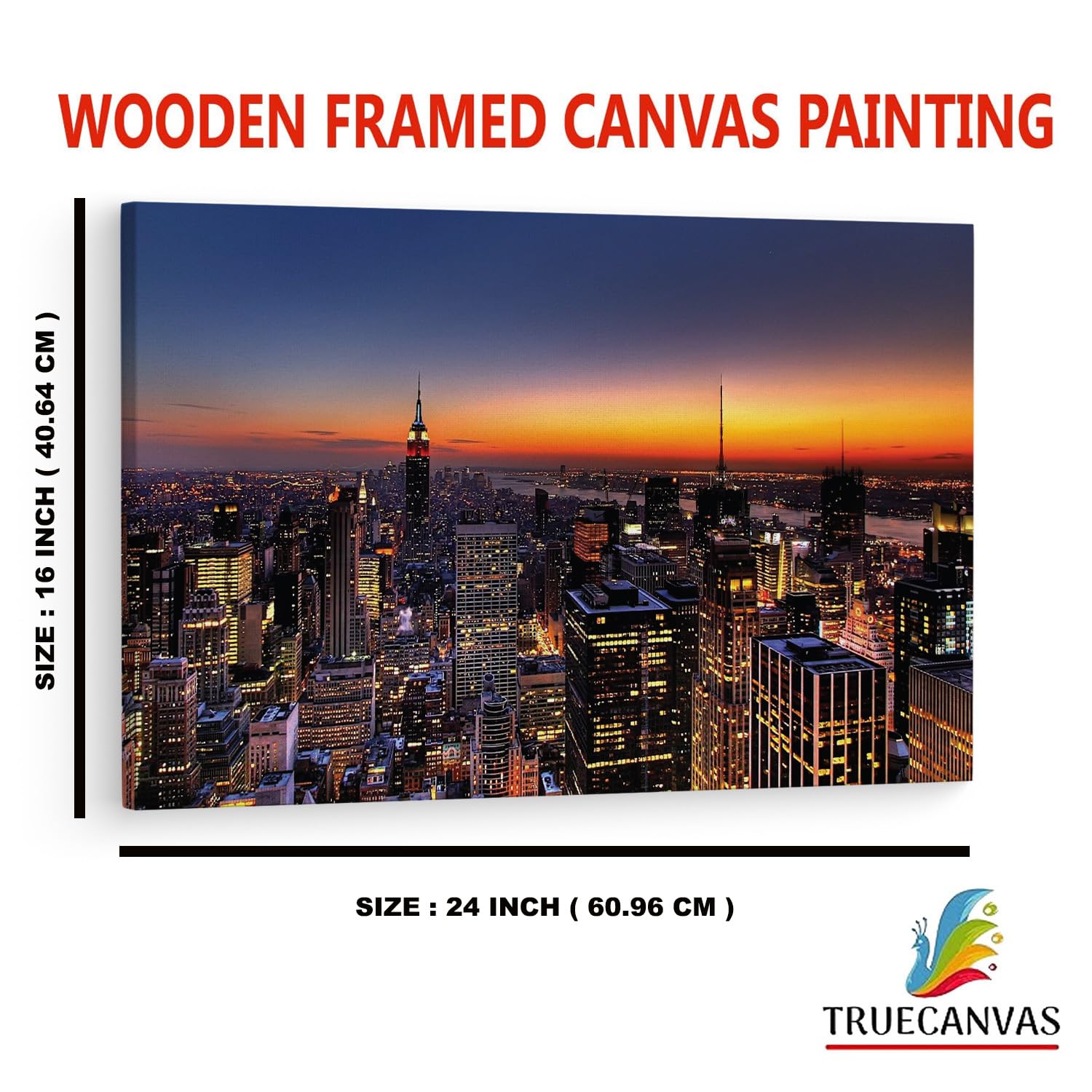 TRUECANVAS New York Skyline, Wooden Framed Canvas Paintings for Home Decor | Bedroom, Living Room,Wall Decoration | Wall Art Pai