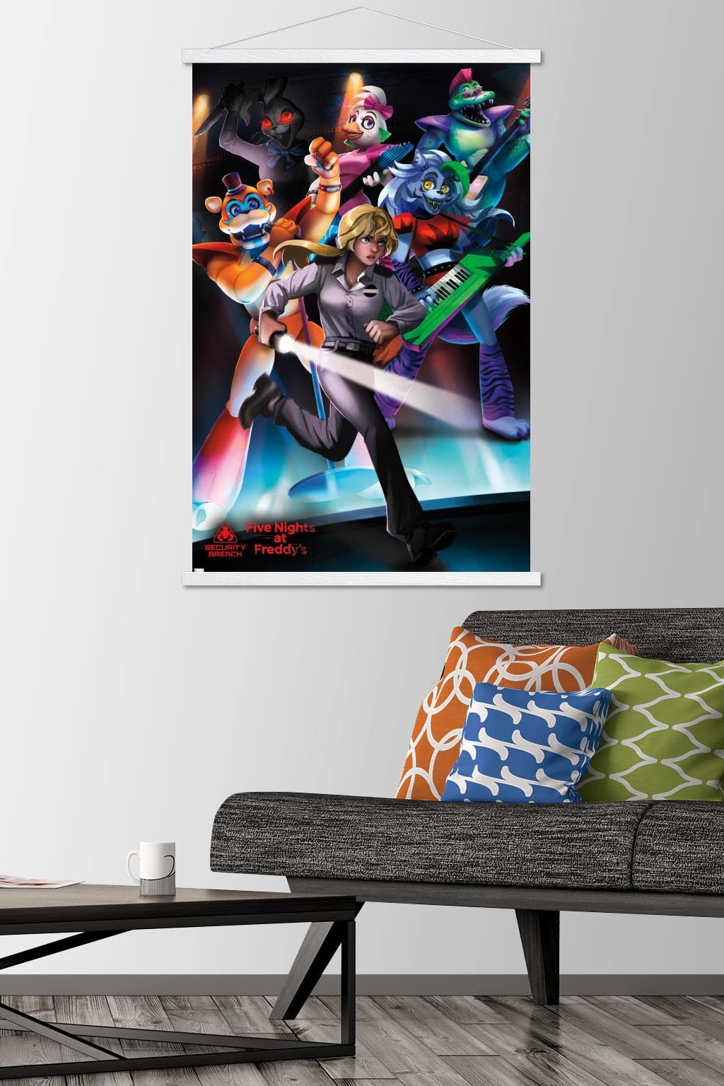 Trends International Five Nights At Freddy'S: Security Breach - Group Wall Poster, 22.375'' X 34'', Print And White Hanger Bundl