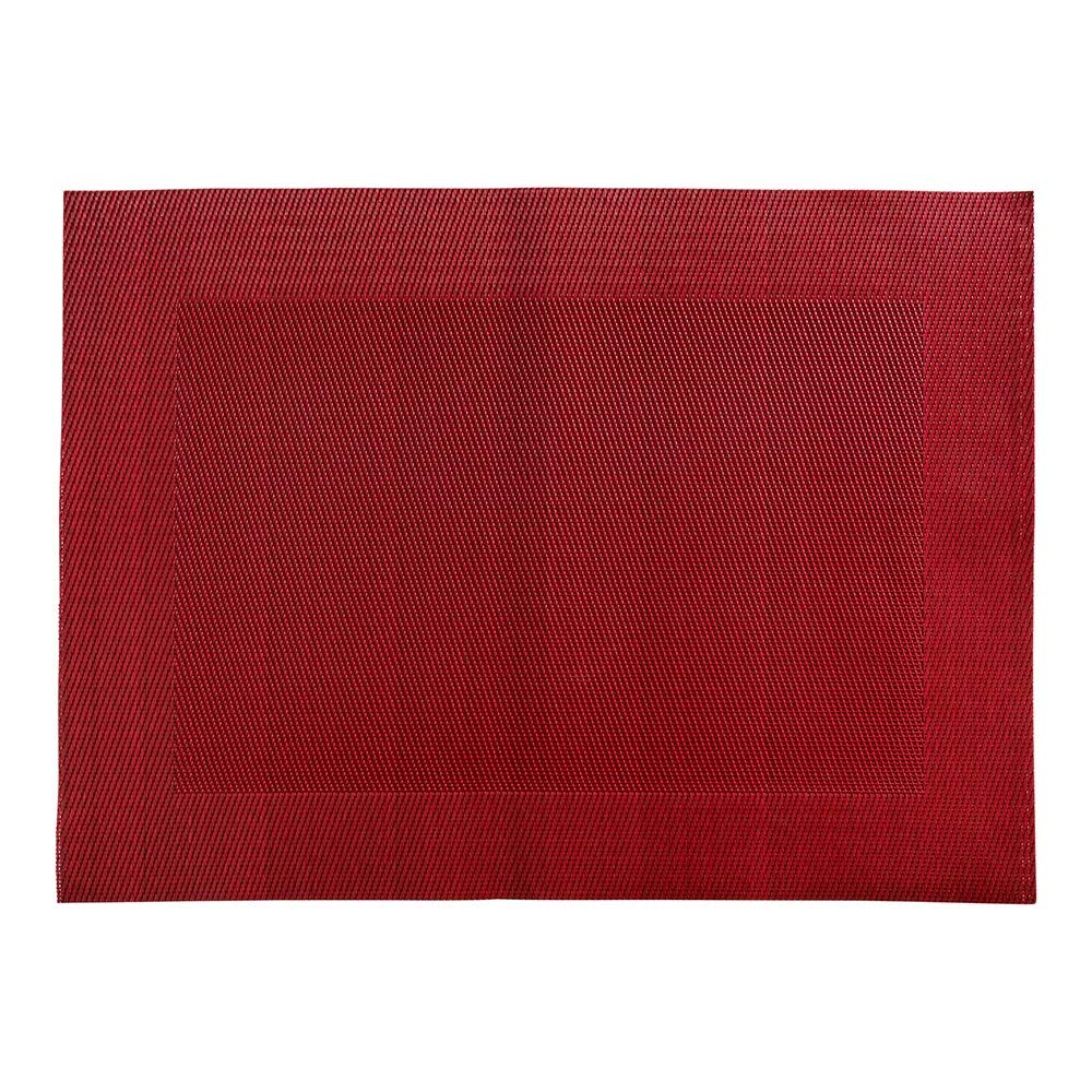 Restaurantware Geneva 16 Inch X 12 Inch Vinyl Table Mats 6 Heat Resistant Dinner Placemats - Stain Resistant Washable Red Vinyl