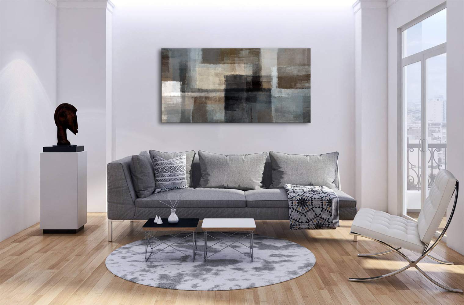 Cao Gen Decor Art A62462 Canvas Prints Abstract Wall Art Print Paintings Grey and Brown Home Decor Framed Ready to hang for Living Room Bedroom and Office Home Kitchen Artwork