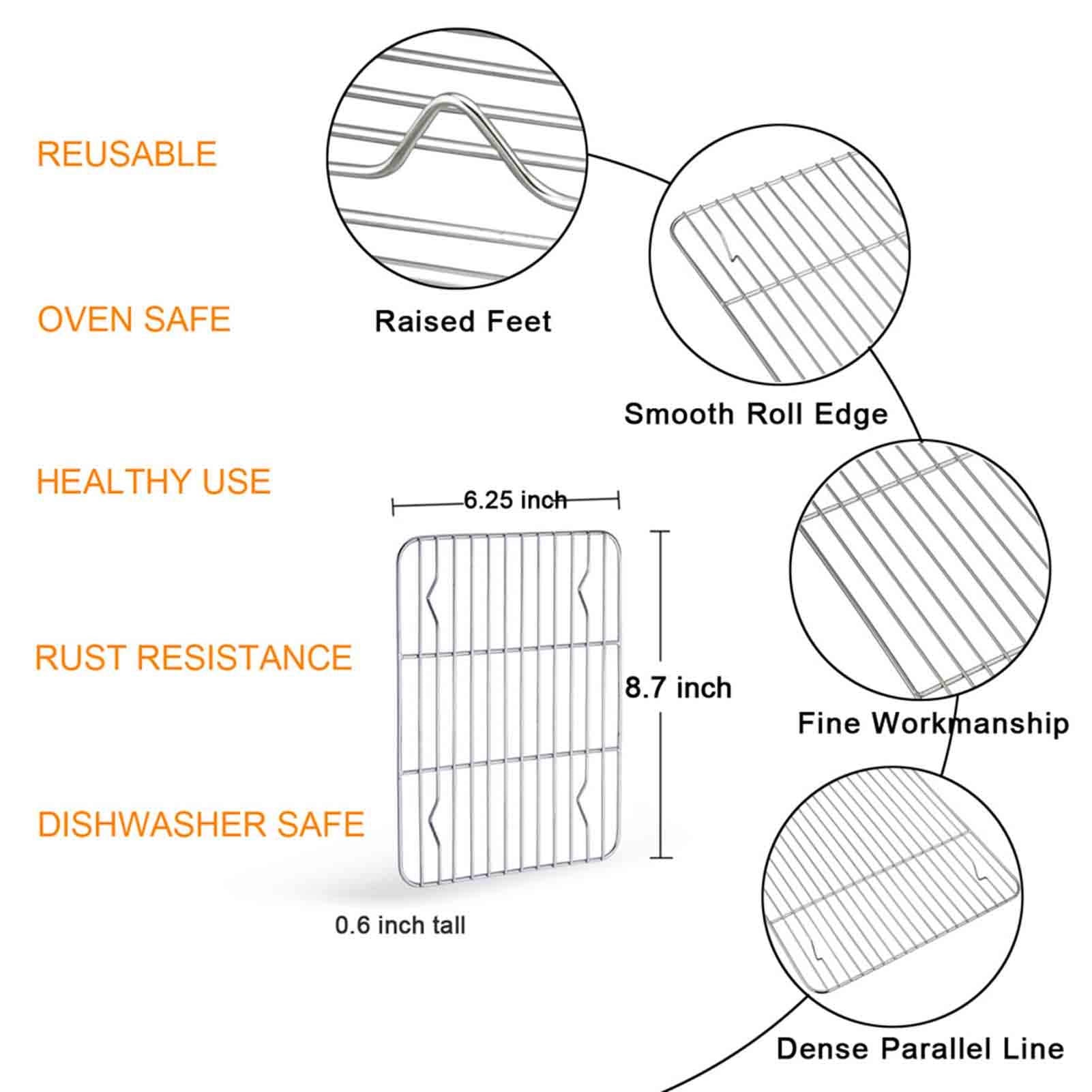 Teamfar Baking Rack, Stainless Steel Cooling Roasting Rack For Toaster Oven Pan, Healthy & Non Toxic, Sturdy & Rust Free, Oven &