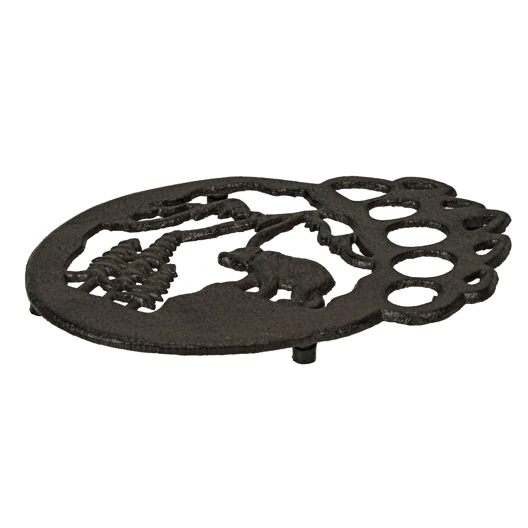 9 Inch Cast Iron Mountain Scene Bear Paw Trivet Kitchen Accessories Hot Plate Stand Home Decor Set Of 2