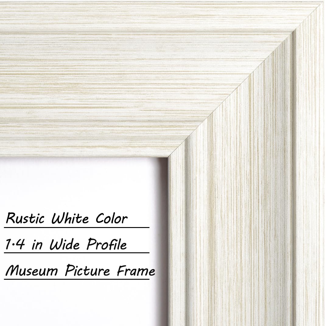 Yaetm 8x10 Picture Frame Matted to 5x7 Set of 4, 1.4    Wide Molding & Rustic White Photo Frames 8 x 10 with Tempered Glass, Dis