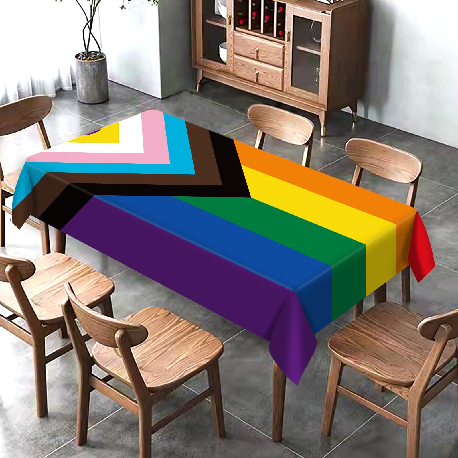 Hafangry Intersex Progress Pride Tablecloth June Gay Lgbtq+ Rainbow Party Decoration Pride Month Kitchen Dining Room Home Decor
