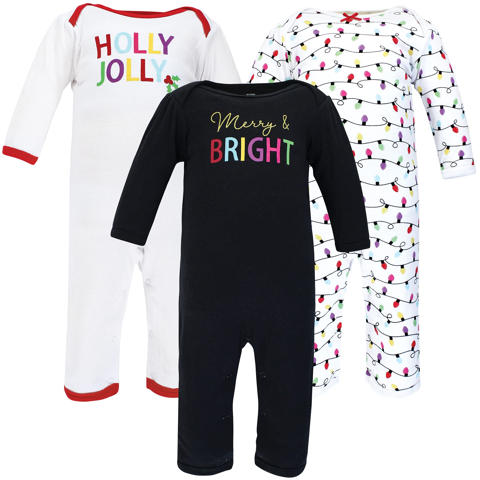 Hudson Baby Unisex Baby Cotton Coveralls Merry And Bright, 3-6 Months