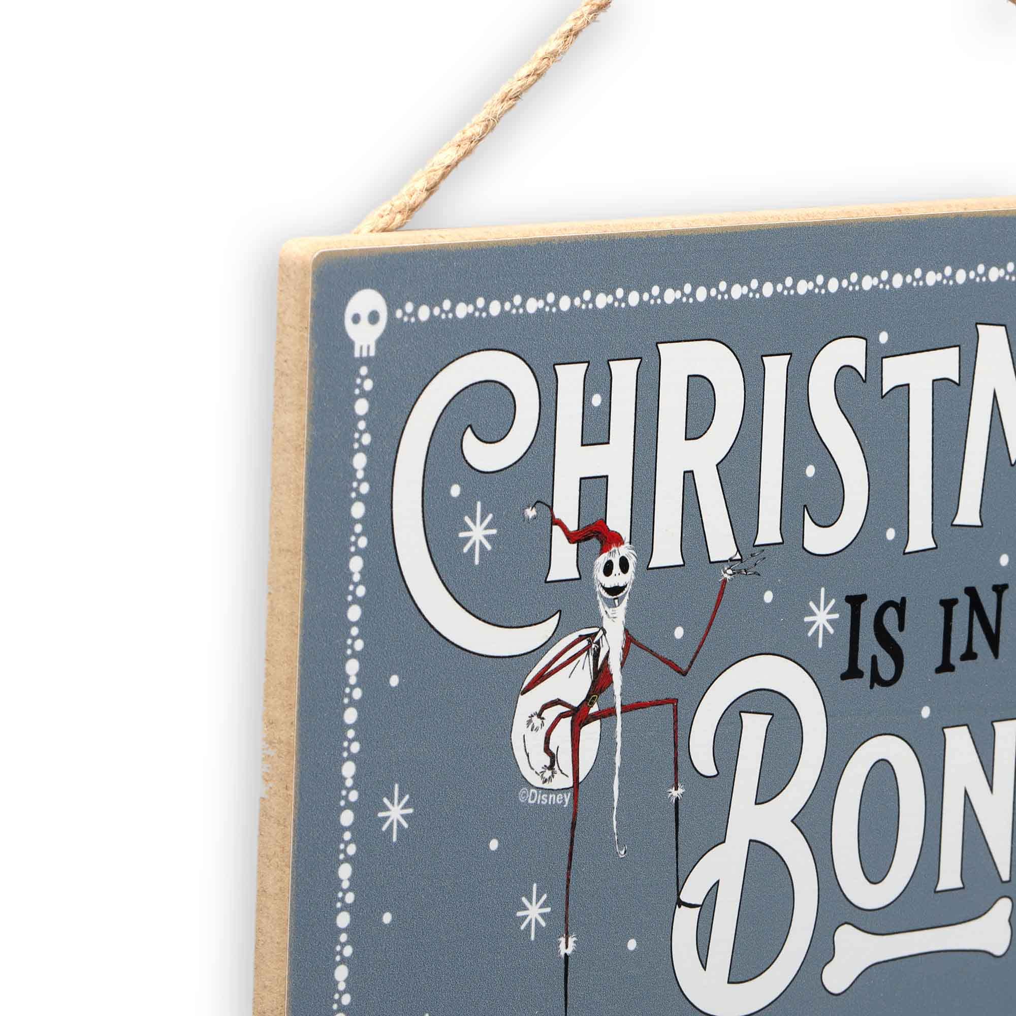 Disney The Nightmare Before Christmas In My Bones Hanging Wood Wall Decor - Fun Santa Jack Christmas Sign for Home Decorating