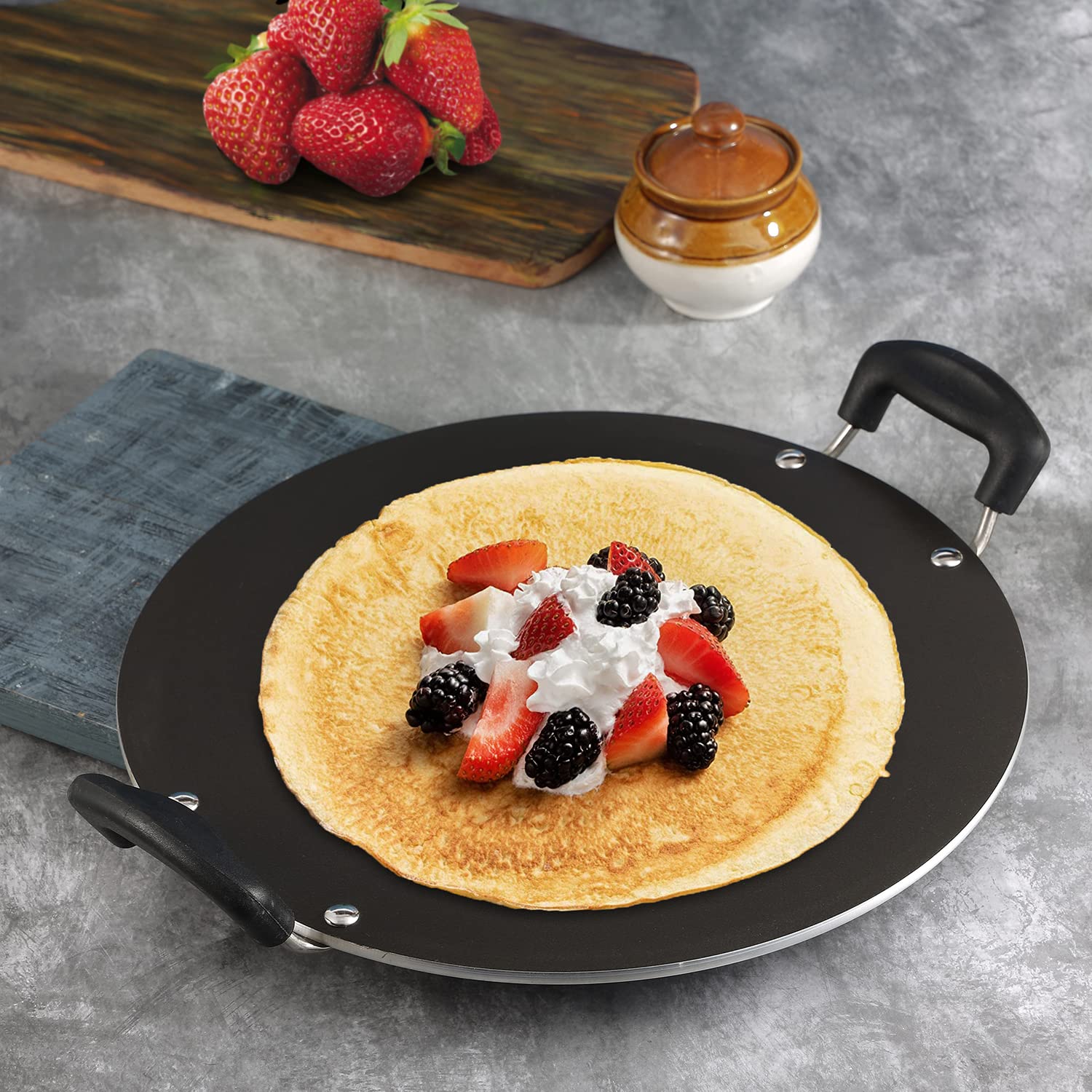 Vinod Non-Stick Pathri Tawa, 31.5 Cm, Blue And Black