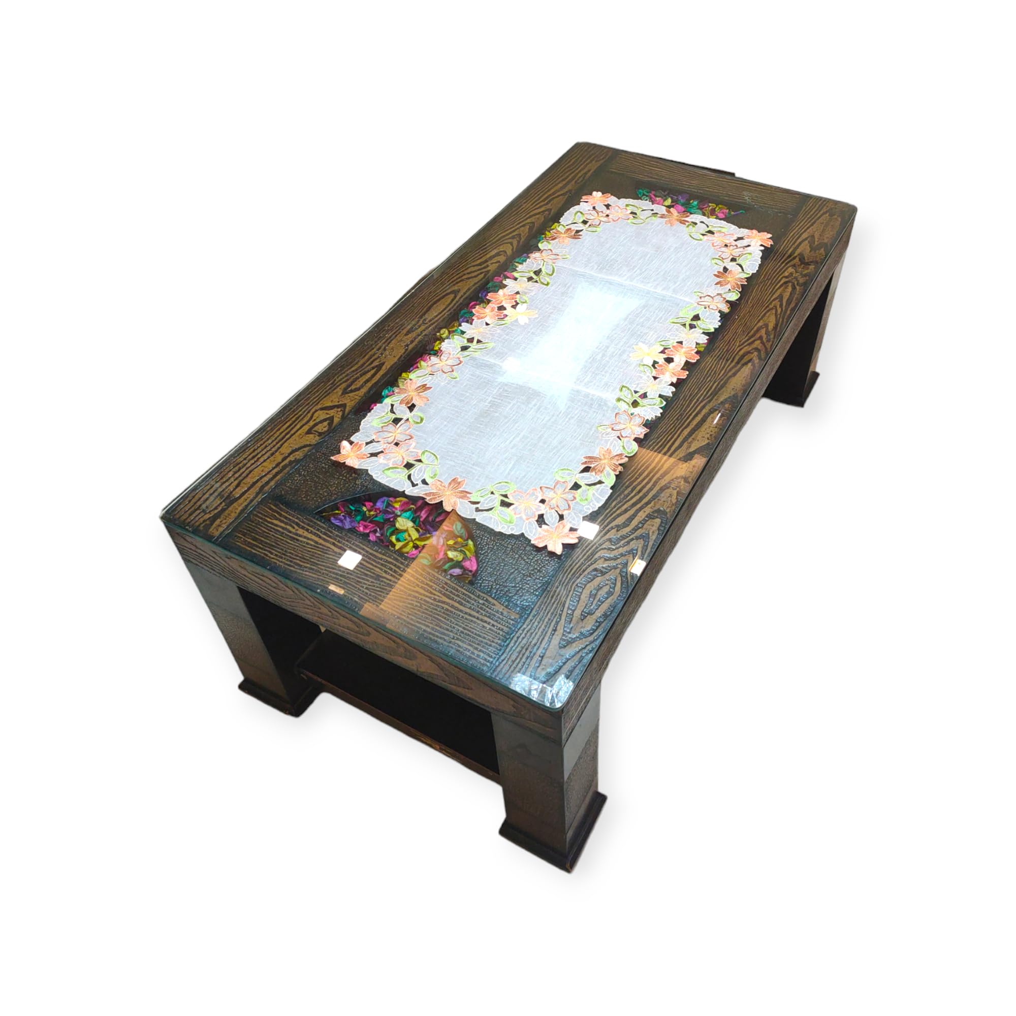 MONKDECOR Tissue Cutwork Design Dining & Centre Table Runner (Size16x33 Inches) 08136 Brown