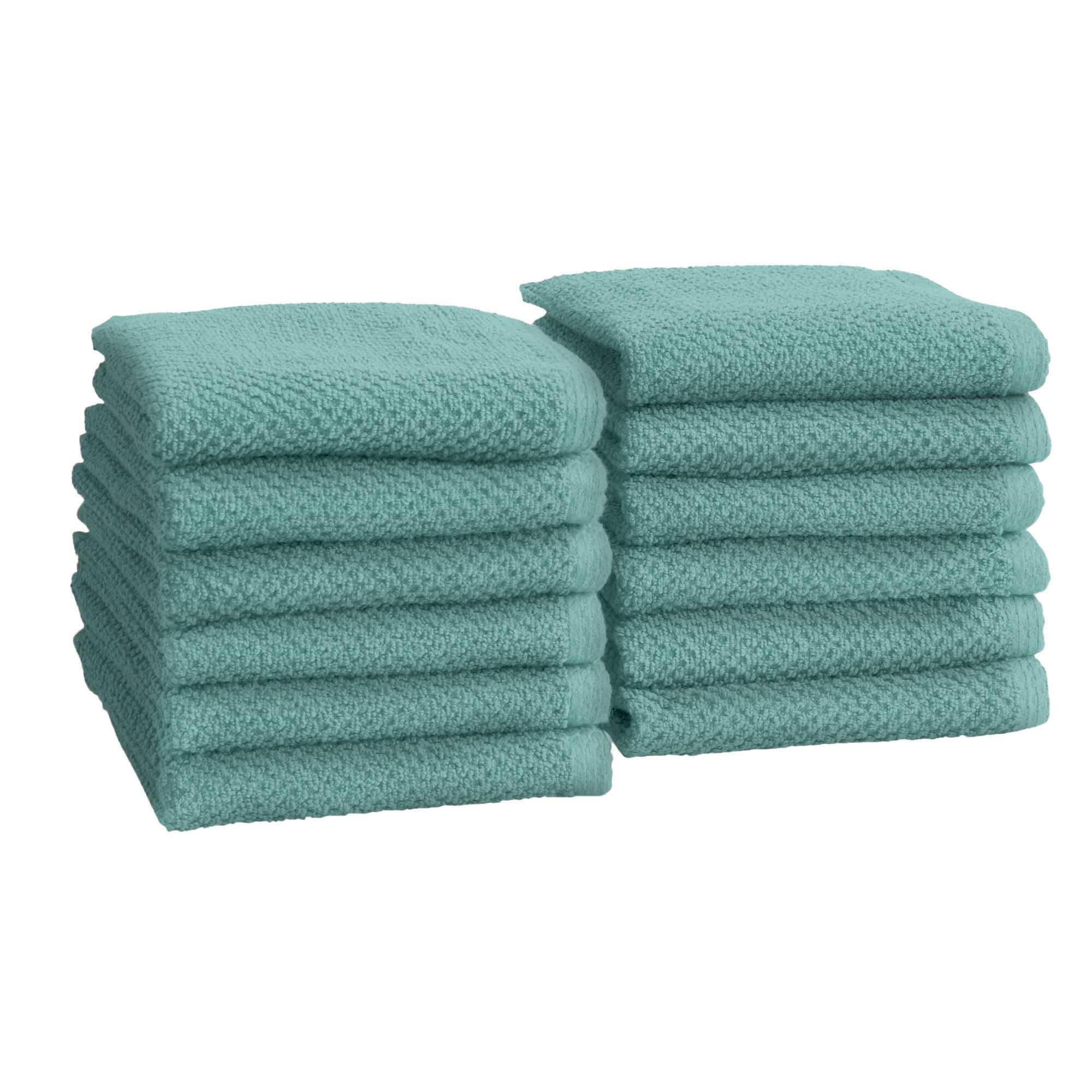 Great Bay Home 12-Pack 100 Cotton, Quick-Dry Textured Washcloths Ultra-Absorbent, Popcorn Weave Acacia Collection (Wash 12Pk, Mi