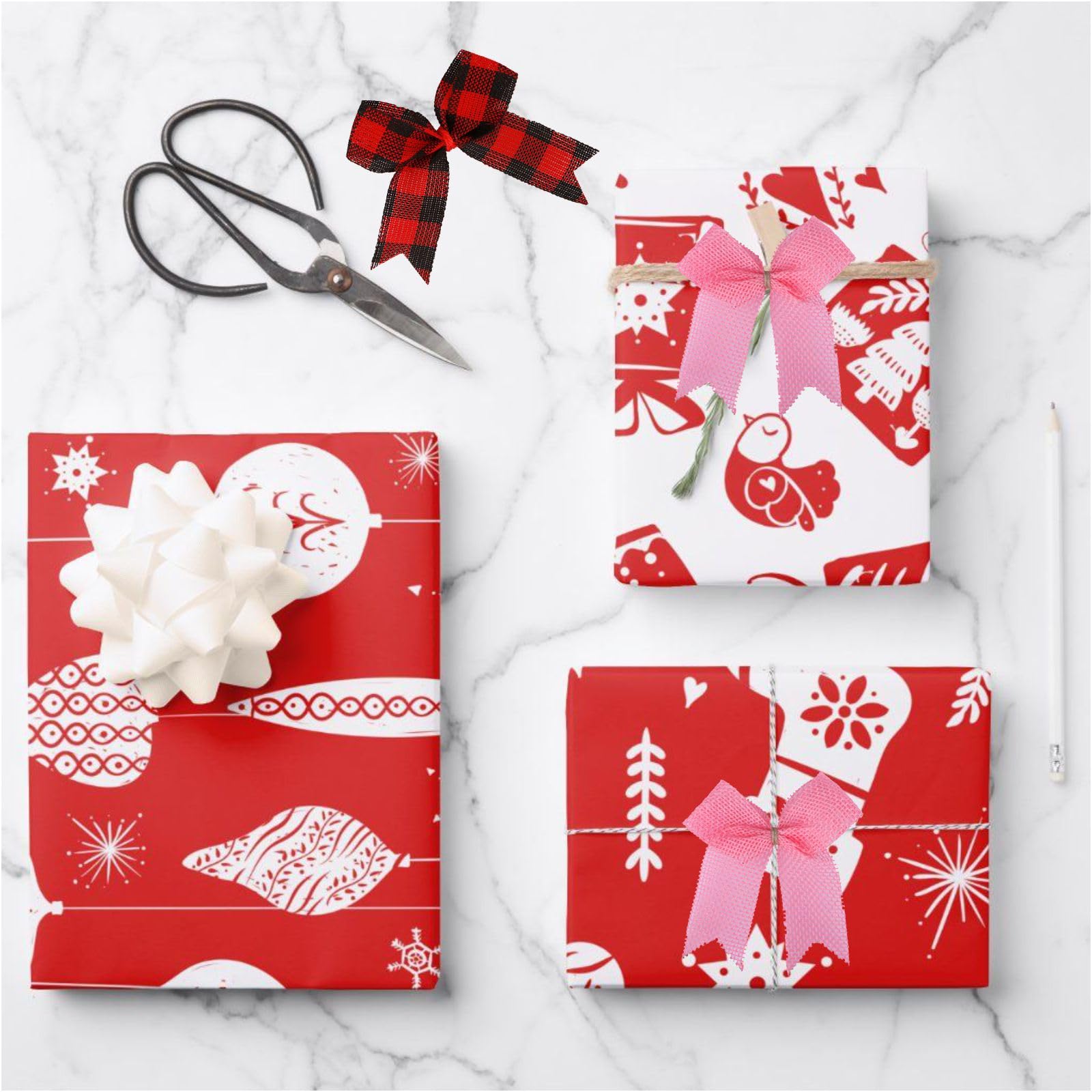 Meseey 24 Pcs 3 Inch Mini Buffalo Plaid Check Ribbon Bow Smal Bows for Crafts Sewing Scrapbook Wedding Christmas Halloween Thank