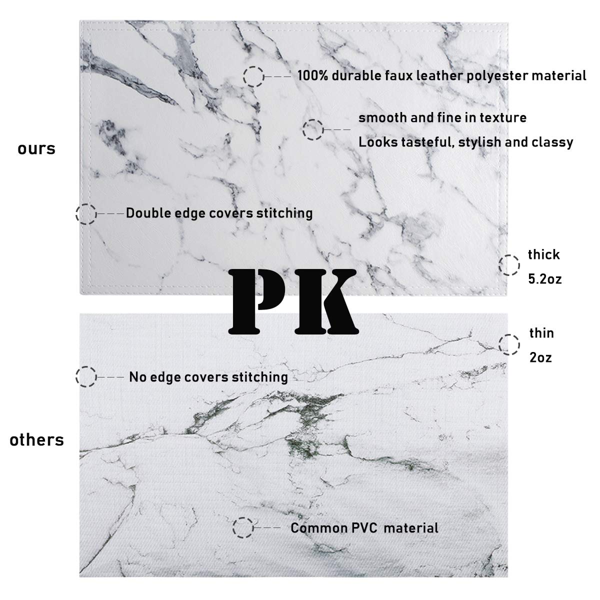 Marble Leather Placemats For Dining Table Waterproof Set Of 4 Marble Decor For Kitchen Table Easy To Clean Pu Place Mats For Din