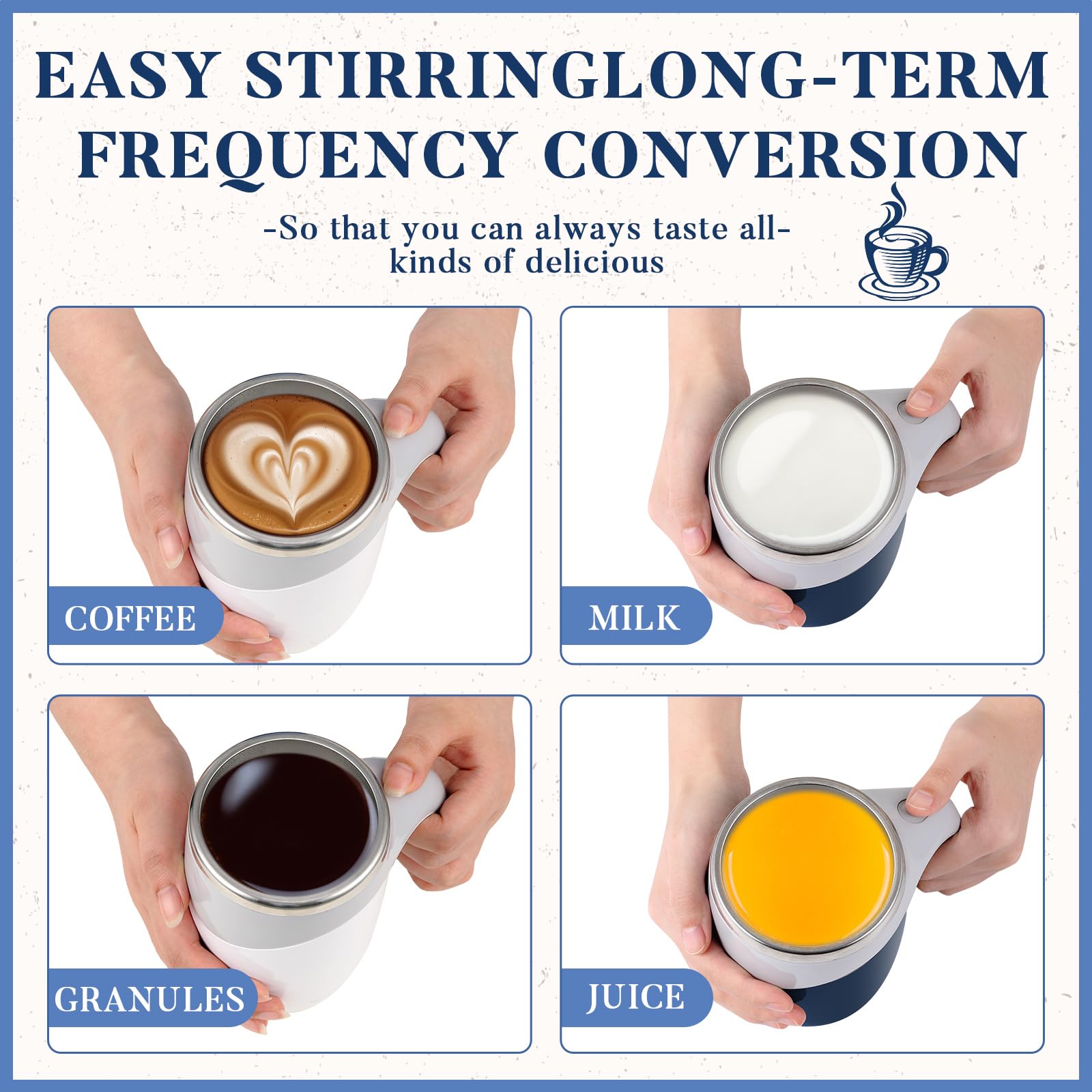 Patelai 2 Pcs Self Stirring Coffee Mug Bulk Mixing Cup 13.5Oz Stainless Steel Automatic Travel Stirring Mug Gift For Men Woman F