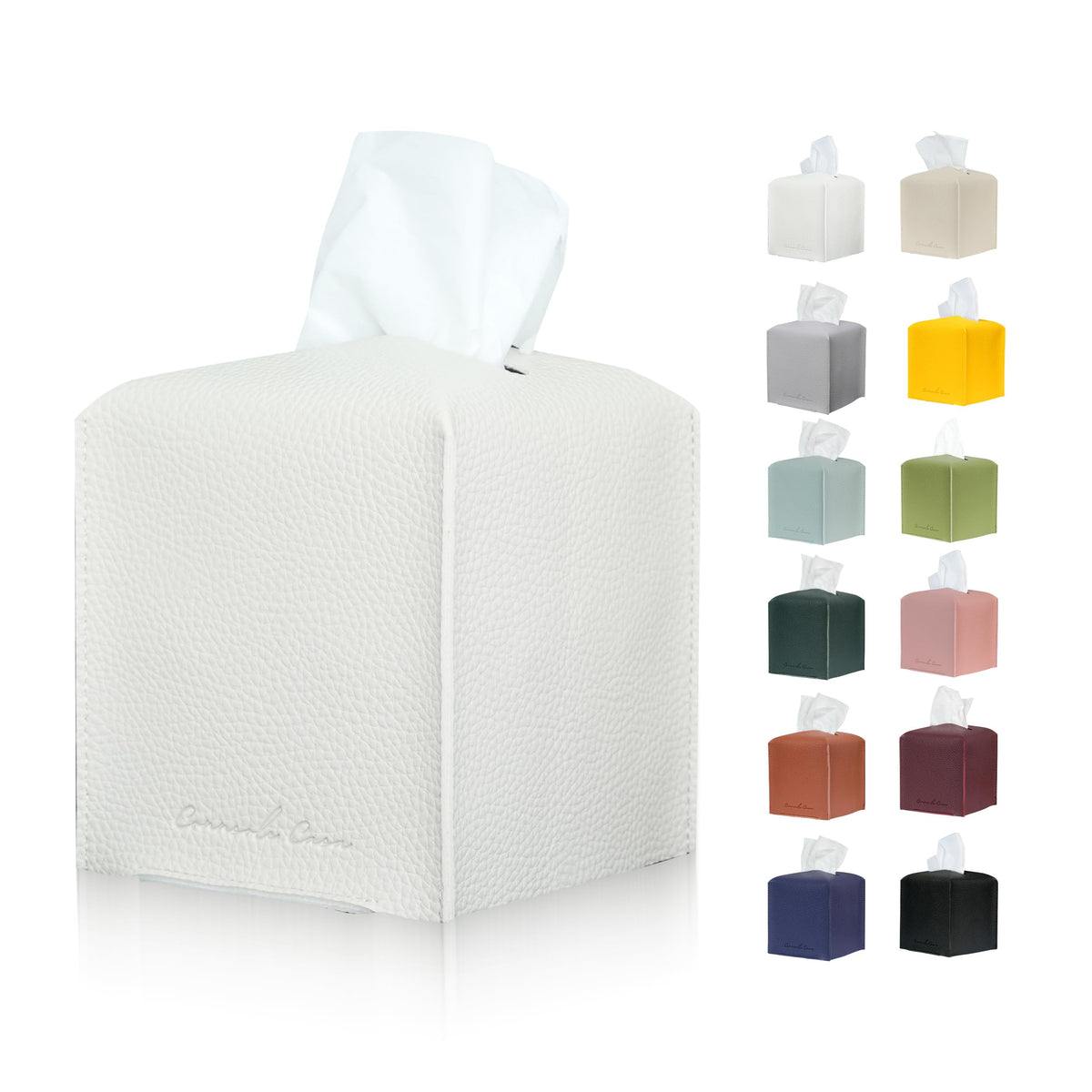 Connsole Casa Premium Pu Leather Tissue Box Holder - Elegant Hotel-Style White Tissue Box Cover For Enhanced D  Cor Of Home, Off