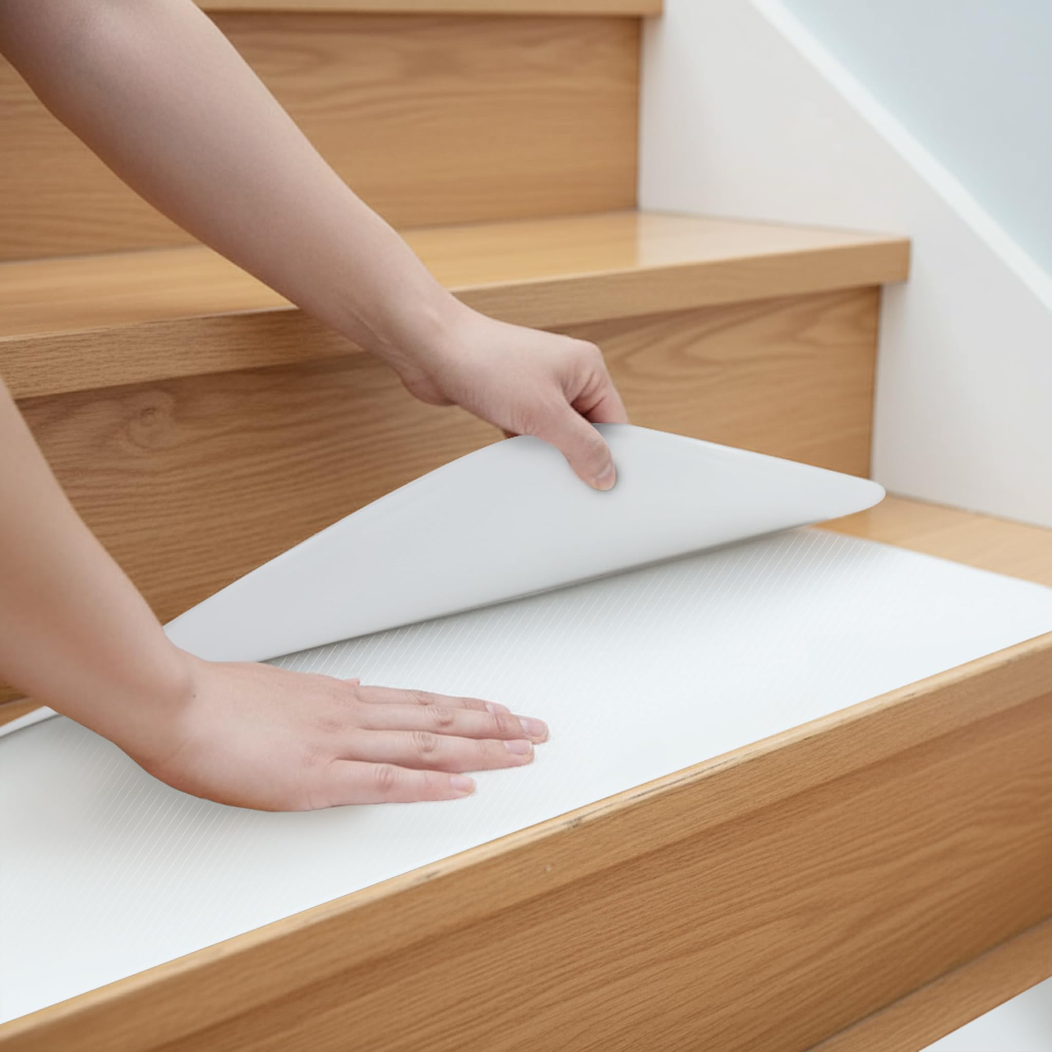 FLFK Twill Texture Anti-Slip Stair Treads Stickers Abrasion-Resistant Step Grip Stair Riser Decals Peel and Stick 39.3 x 7.08 x 