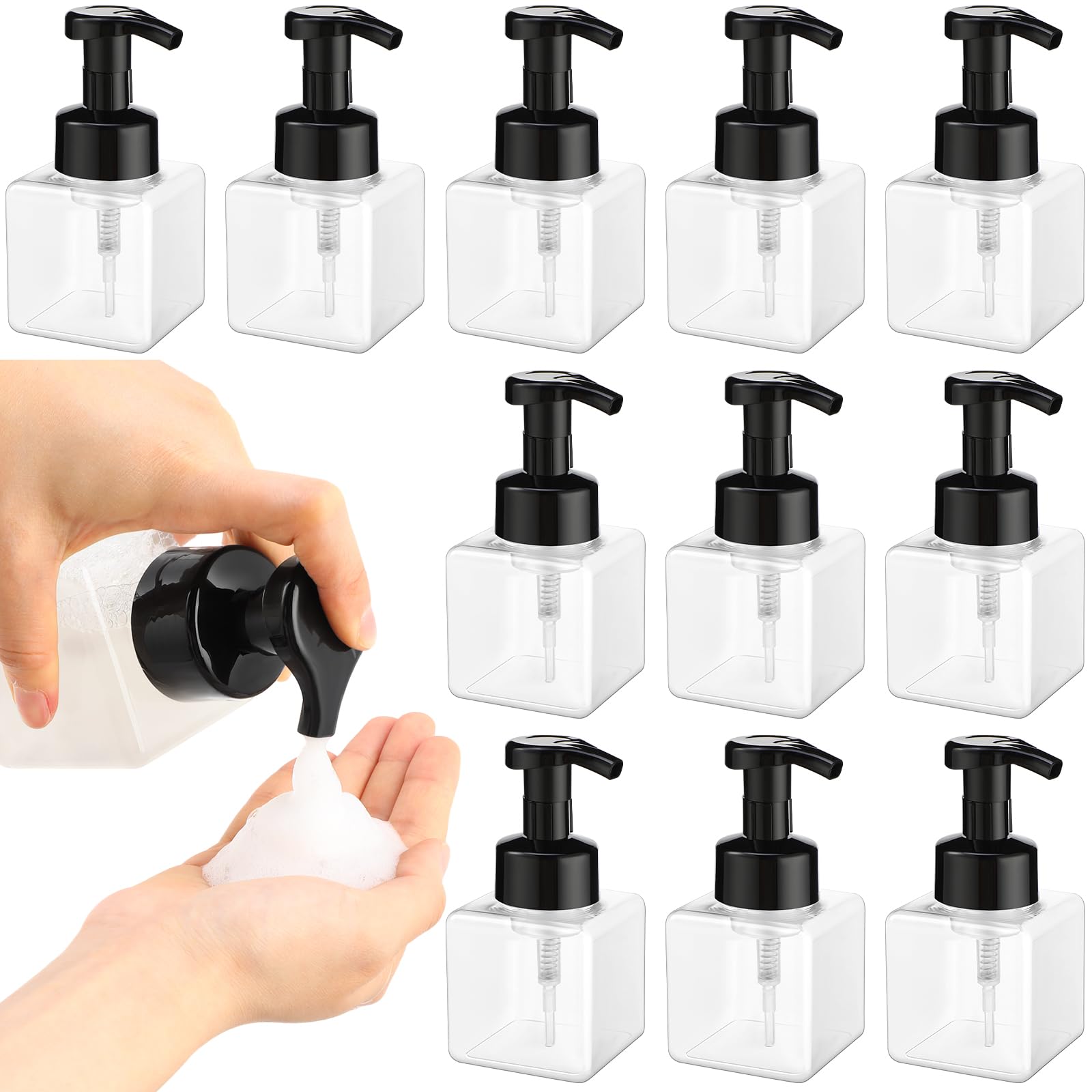 Domensi 24 Pcs Foam Pump Bottle Foaming Soap Dispenser Empty Travel Foaming Dispenser 8.5 Oz Refillable Hand Soap Plastic Pump B
