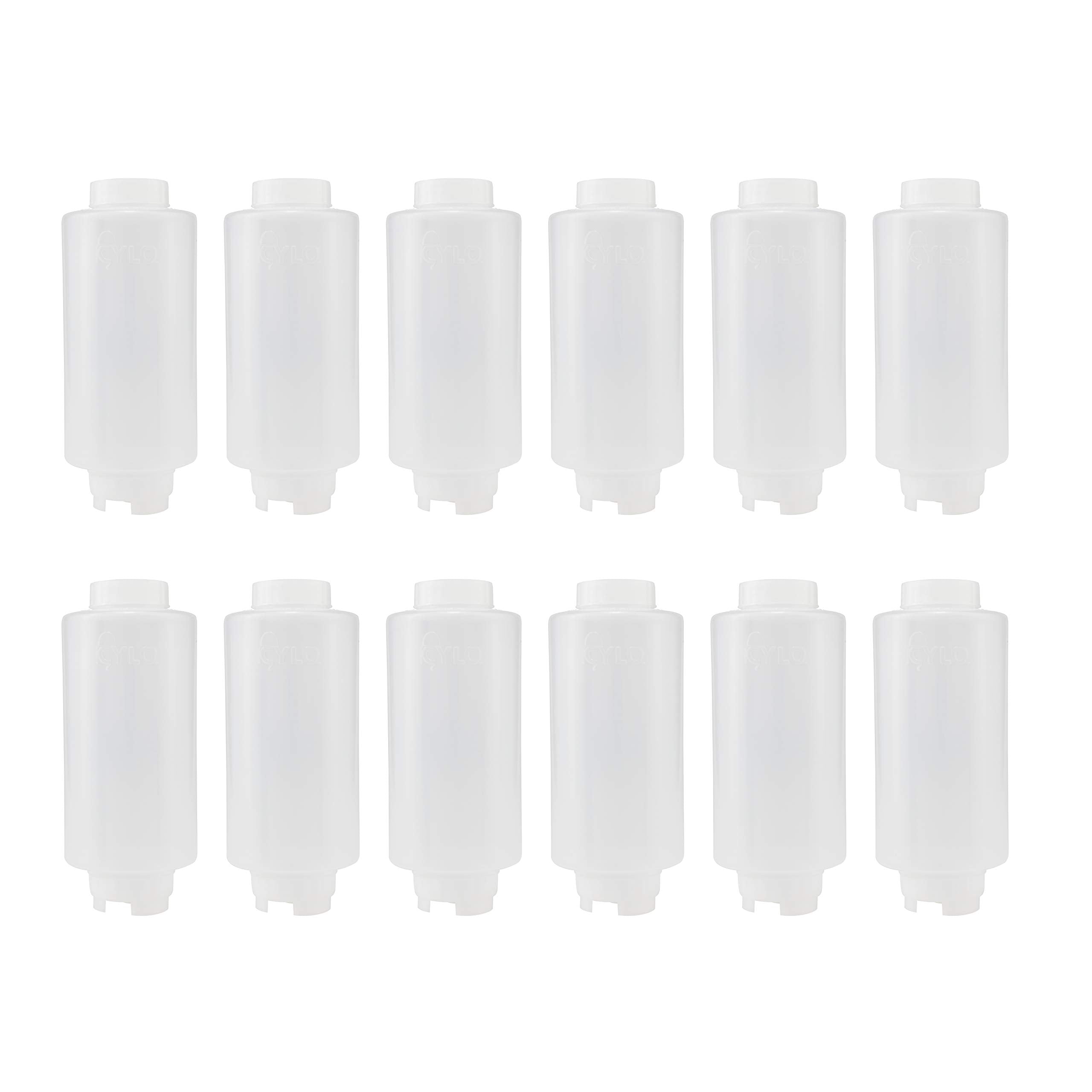 Creative Mark Cylo Fifo Squeeze Bottle -Empty - 12 Pack - 32 Oz. Inverted Squeeze Bottle With Air-Tight Non-Drip Silicone Valve;