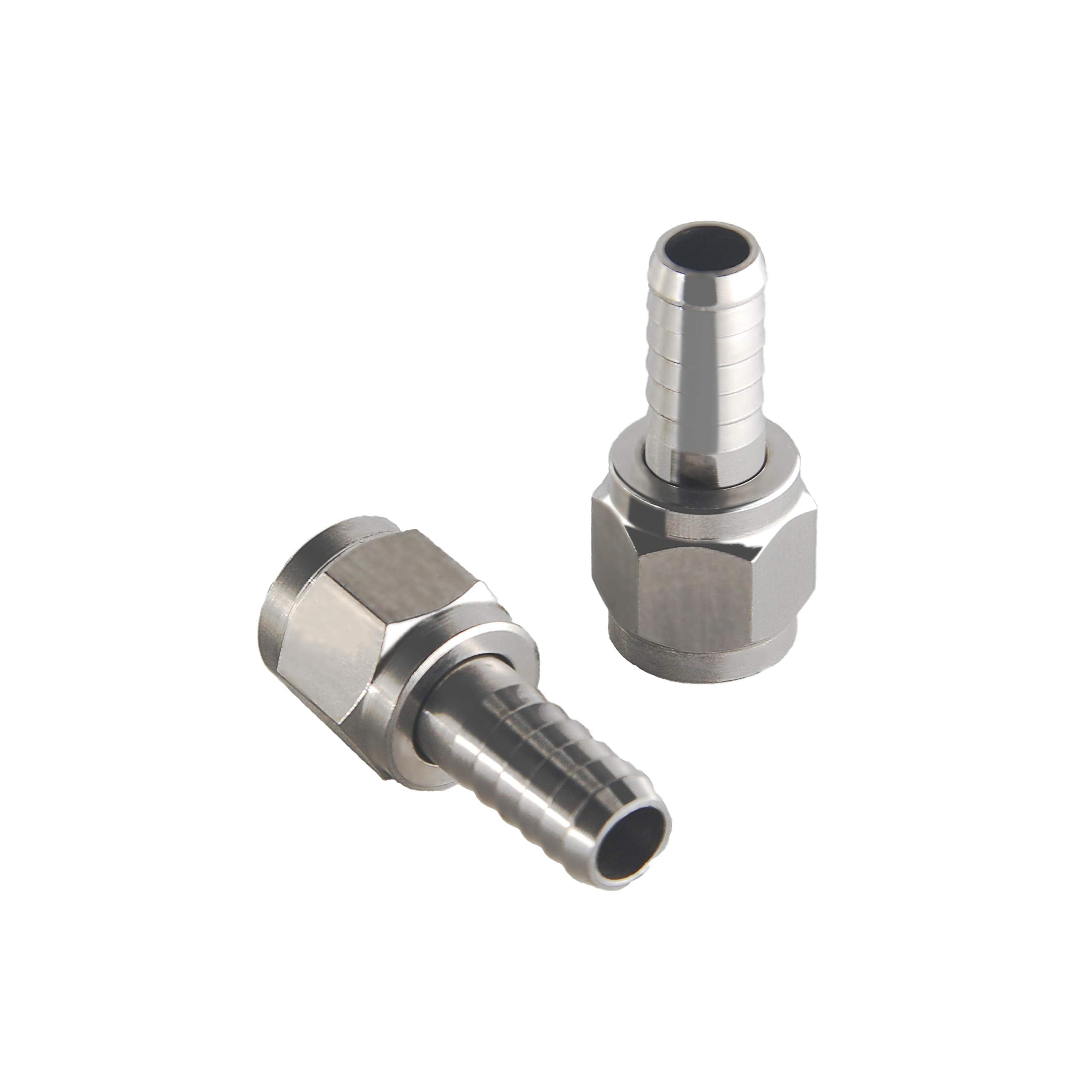 Stainless Steel 304 Barded Swivel Nut Set Of 2, 1/4'' Barb, 5/16'' Barb For Ball Lock Pin Lock Home Brew Keg Fitting