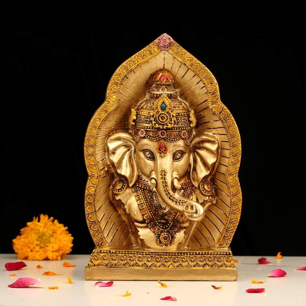 Indicast Resin 9 Ganesh Ji Copper Finish Hindu God Statue Ganpati Gane ...