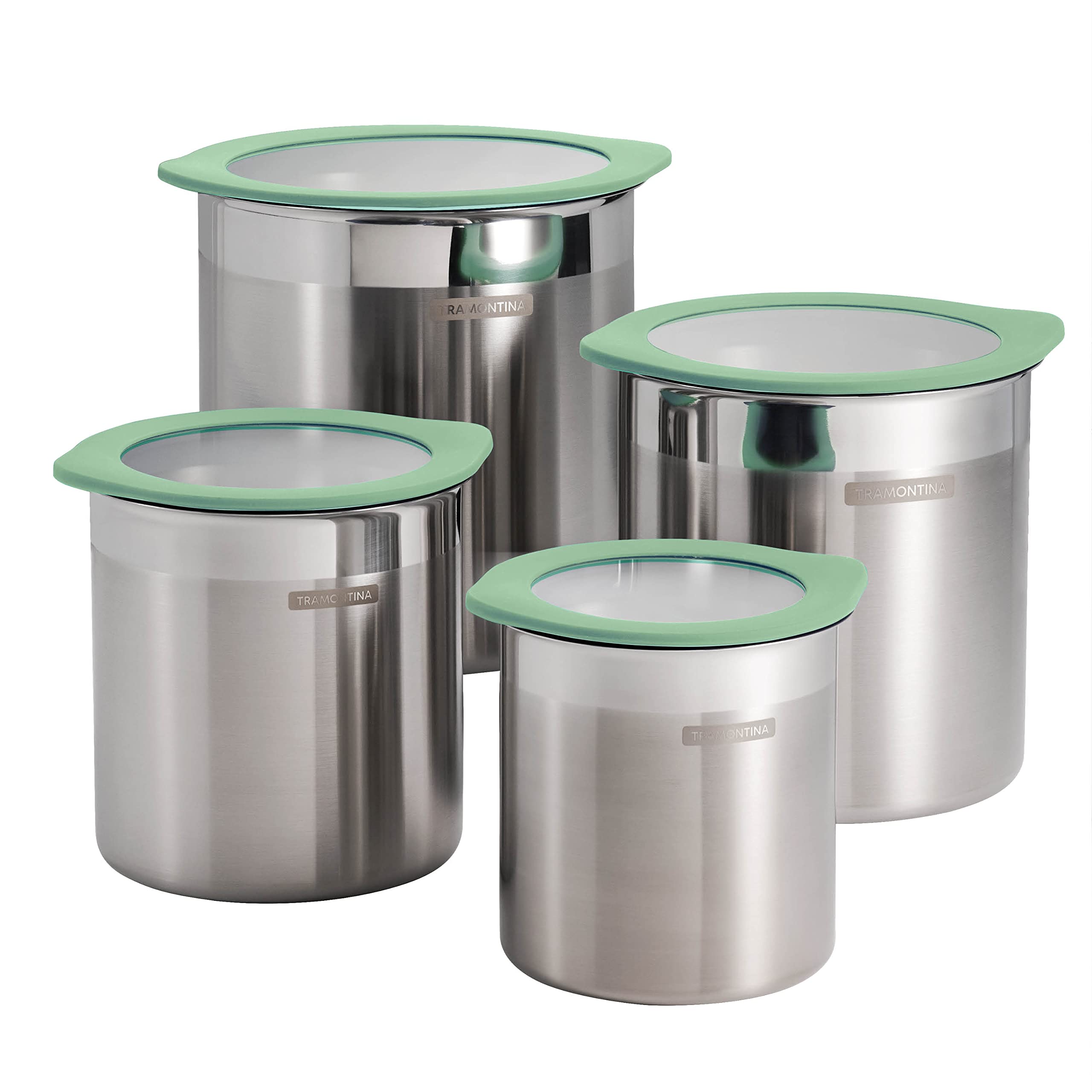 Tramontina 4 Pc Stainless Steel Canister Set Mint Green, 80204/025Ds