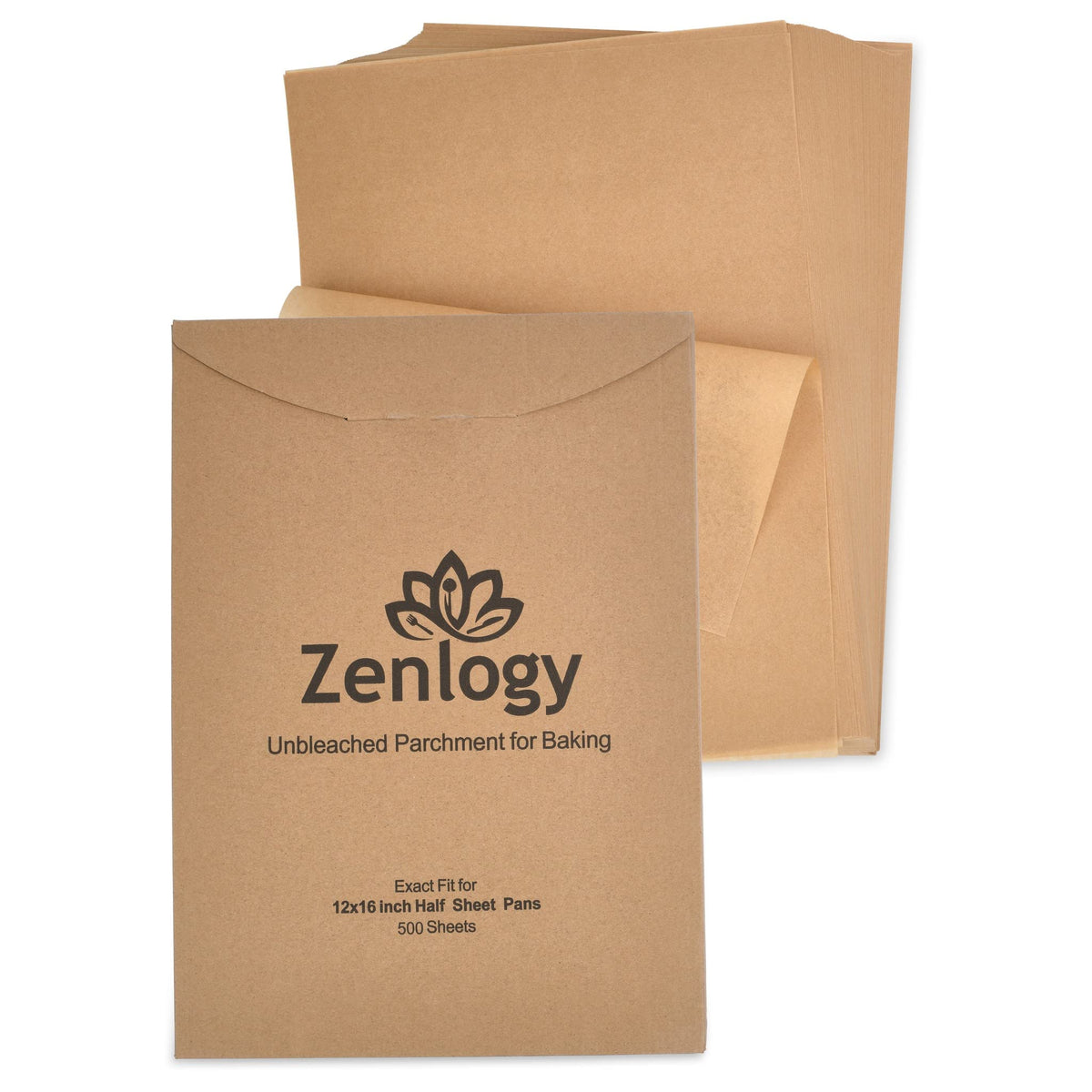 Zenlogy Parchment Paper Sheets 12X16 For Baking - Unbleached Chlorine-Free, High Heat, Non-Stick Pre-Cut Parchment Paper For Hal