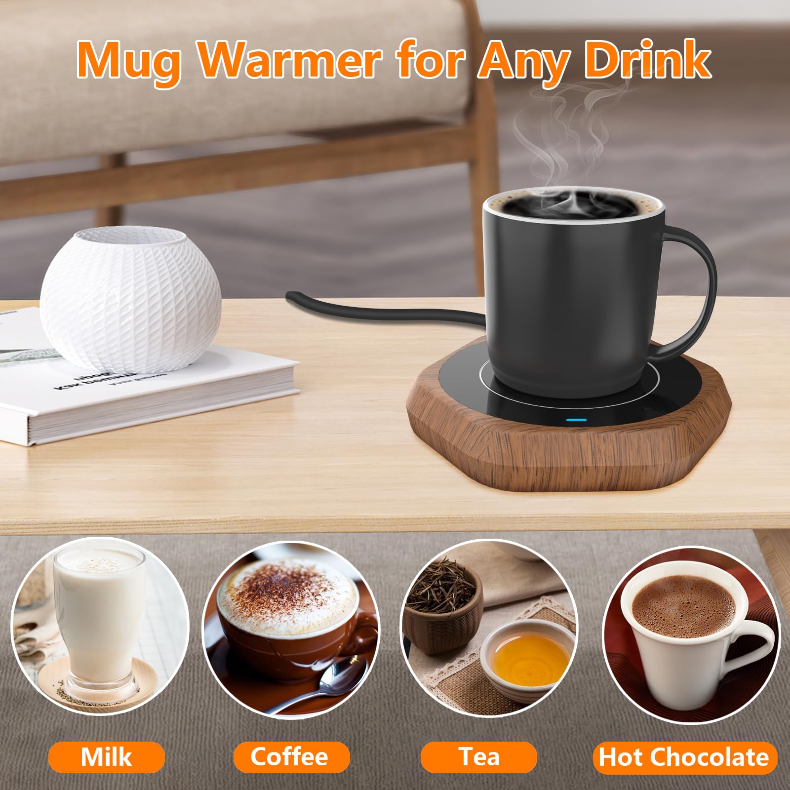 Coffee Mug Warmer: Smart Beverage Heating Plate Candle Wax Cup Warmer Electric Thermostat Coaster For Hot Coffee Milk Tea Water
