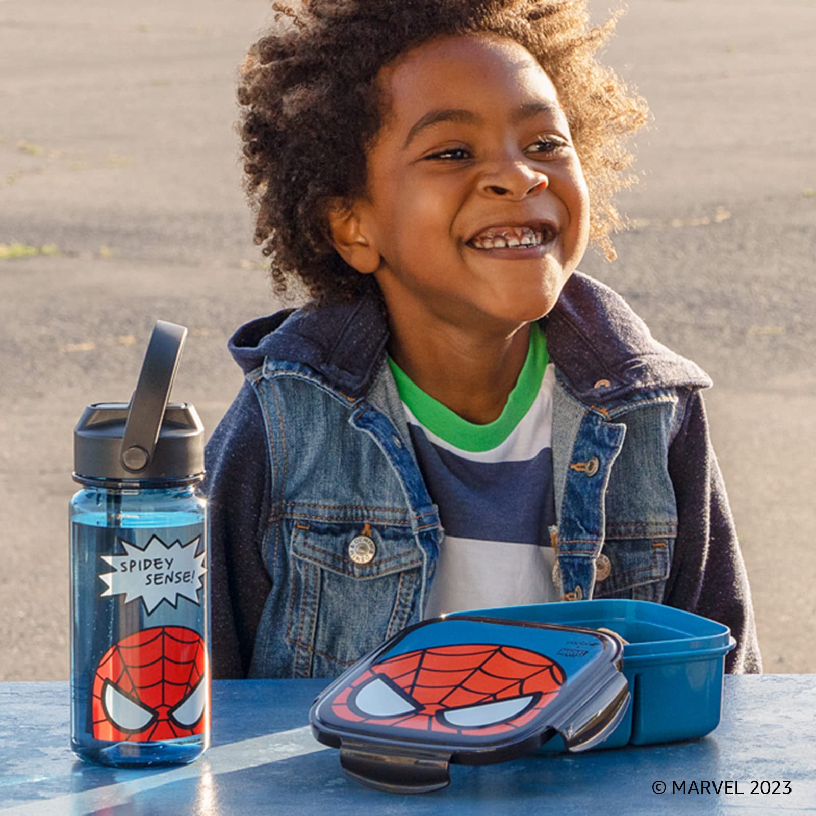 Yoobi X Marvel Spider-Man Bento Box And Ice Pack - 3 Compartment Lunch Box, Dishwasher & Microwave Safe Food & Snack Container F