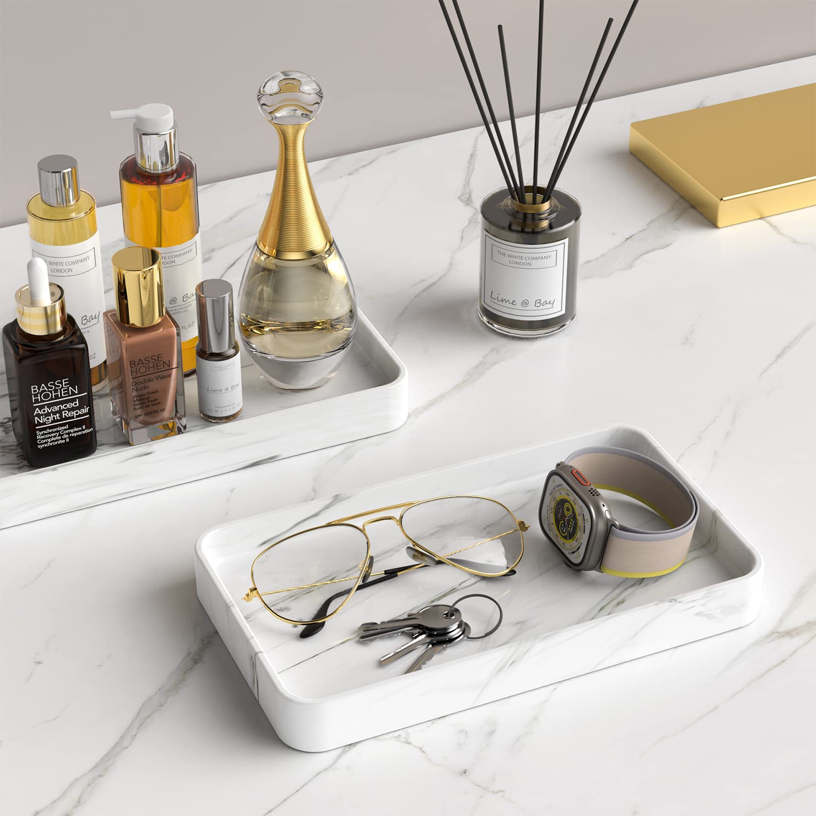 Gurygo 10'' Vanity Tray For Bathroom - Hand Towel Tray Organizer For Paper Napkins - Bathroom Vanity Counter Organization - Cera