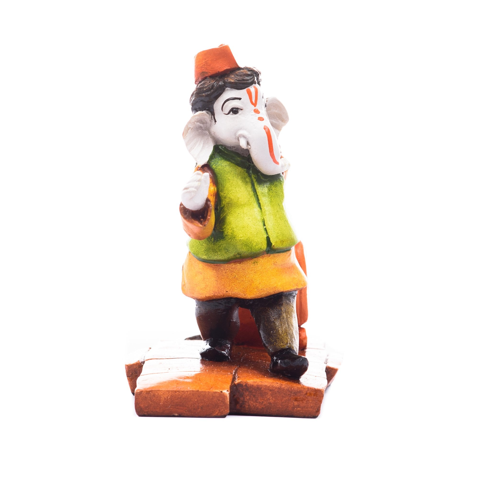 Ecraftindia Resin Handcrafted Ganesha Idol Carrying Travel Bag With Mouse Showpiece | Lord Ganesha Idol For Home Decor | Ganesha