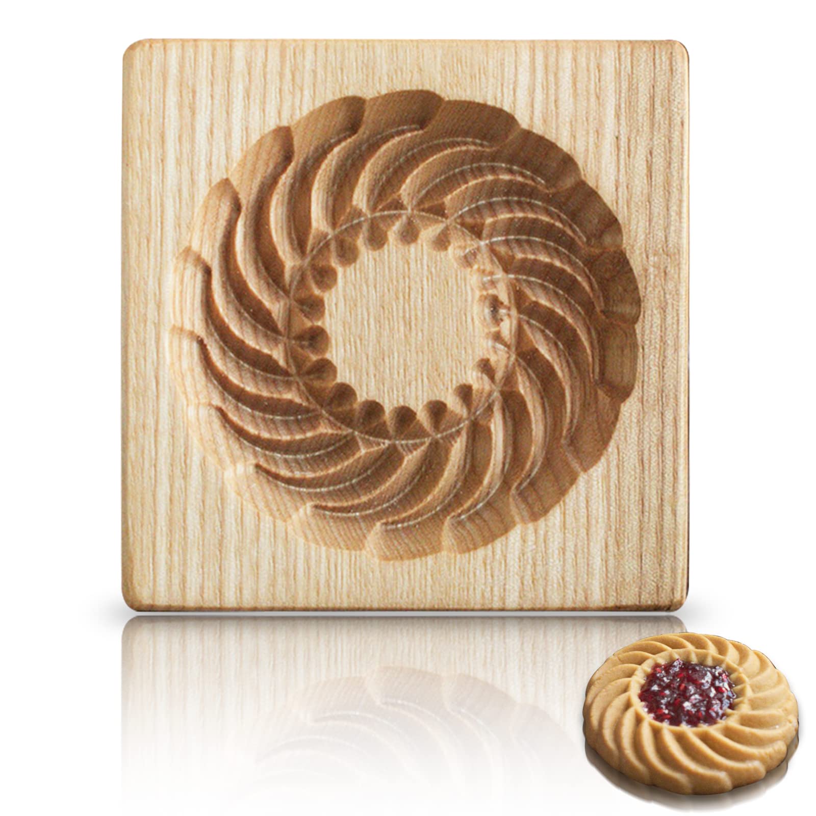 Wooden Cookie Mold And Biscuit Stamp, 3D Embossing Tool For Baking Cookies, Personalized Hand-Pressed Design Cookie Presses Stam