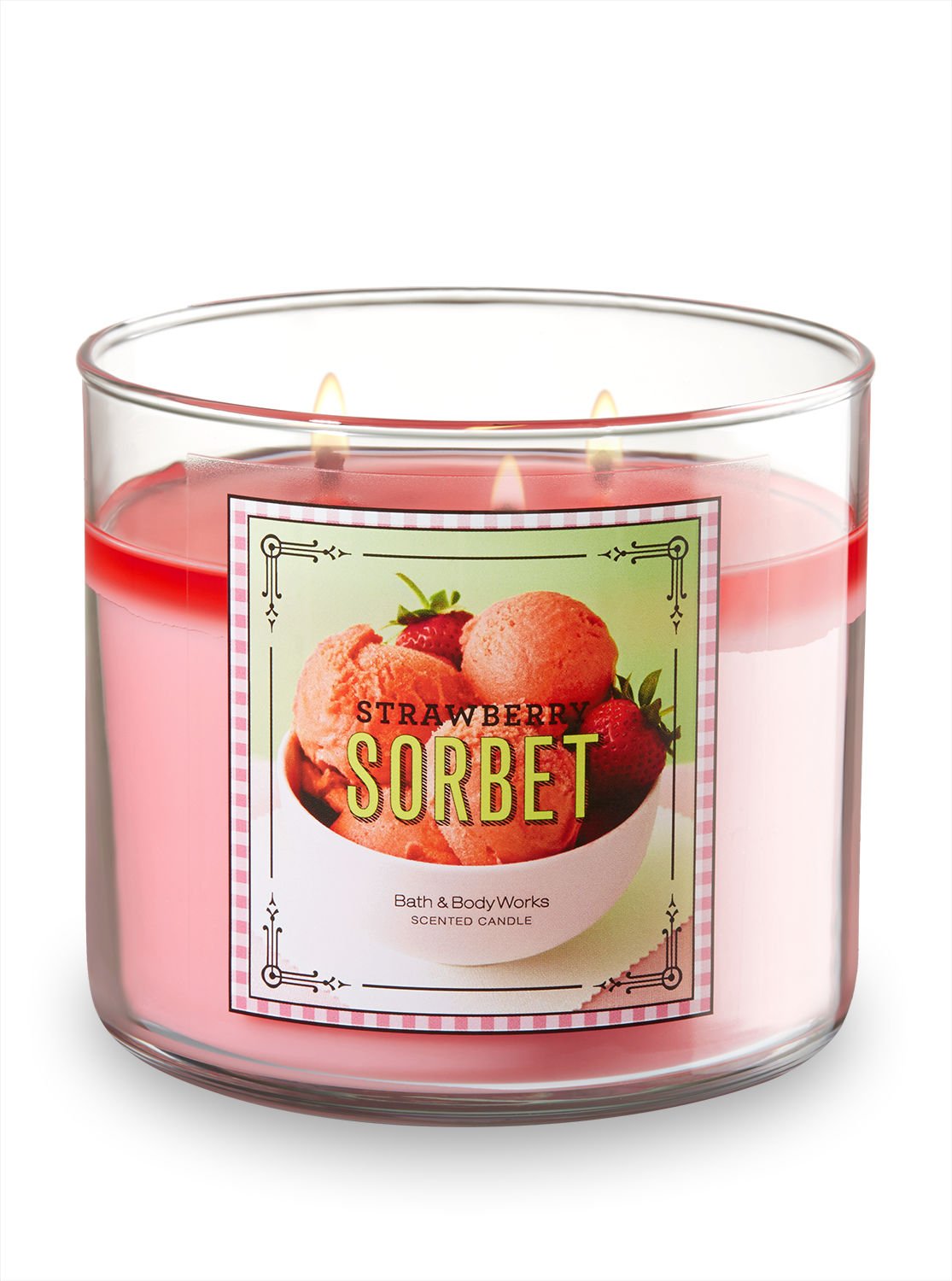 Bath and Body Works Strawberry Sorbet 3 Wick Scented Candle 14.5 Ounces