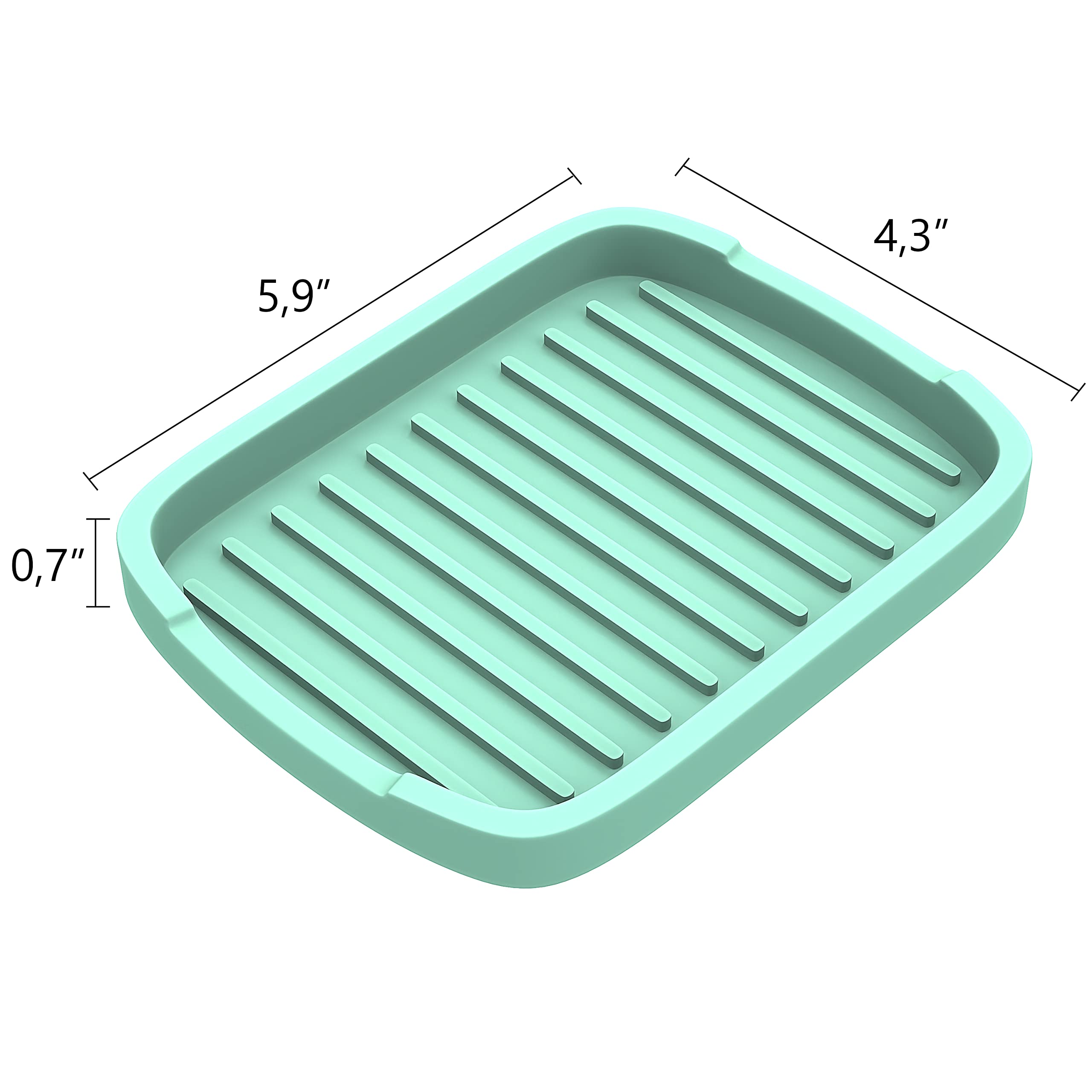 Zappoware Silicone Sponge Holder -Soap Tray - 5.9'' X 4.33'' Set -2Pcs (Light Green)