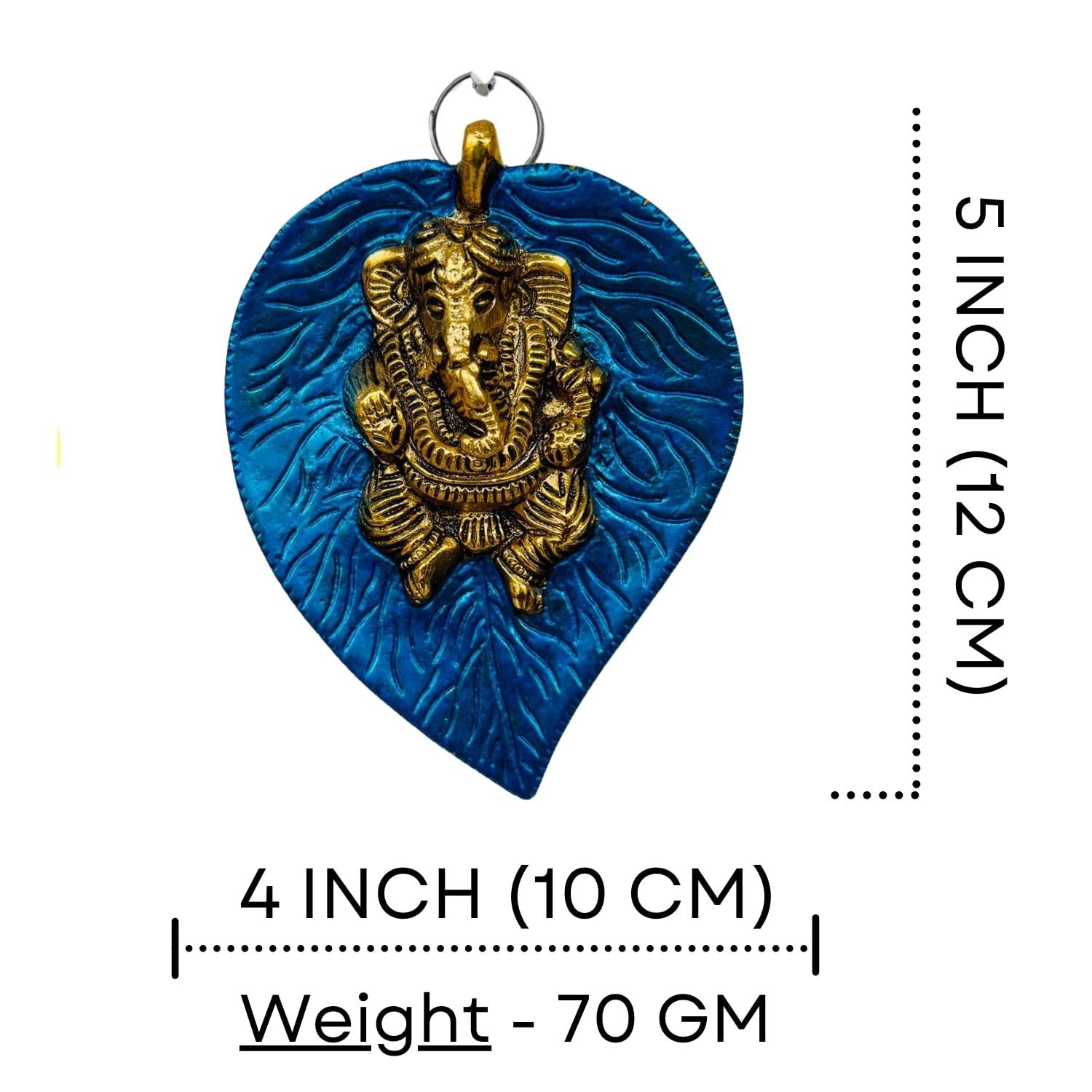 Salvus APP SOLUTIONS Metal Ganesha Wall Hanging  Decorative Lord Ganesh Idol on Leaf Background for Home & Office Decor, Spiritu