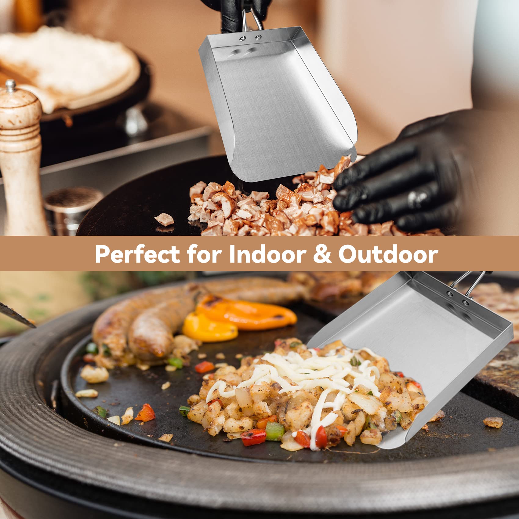 Stanbroil Stainless Steel Griddle Food Mover Smash Burger Food Shovel Grill Spatula Great For Stir Fry And Move Food, 13''