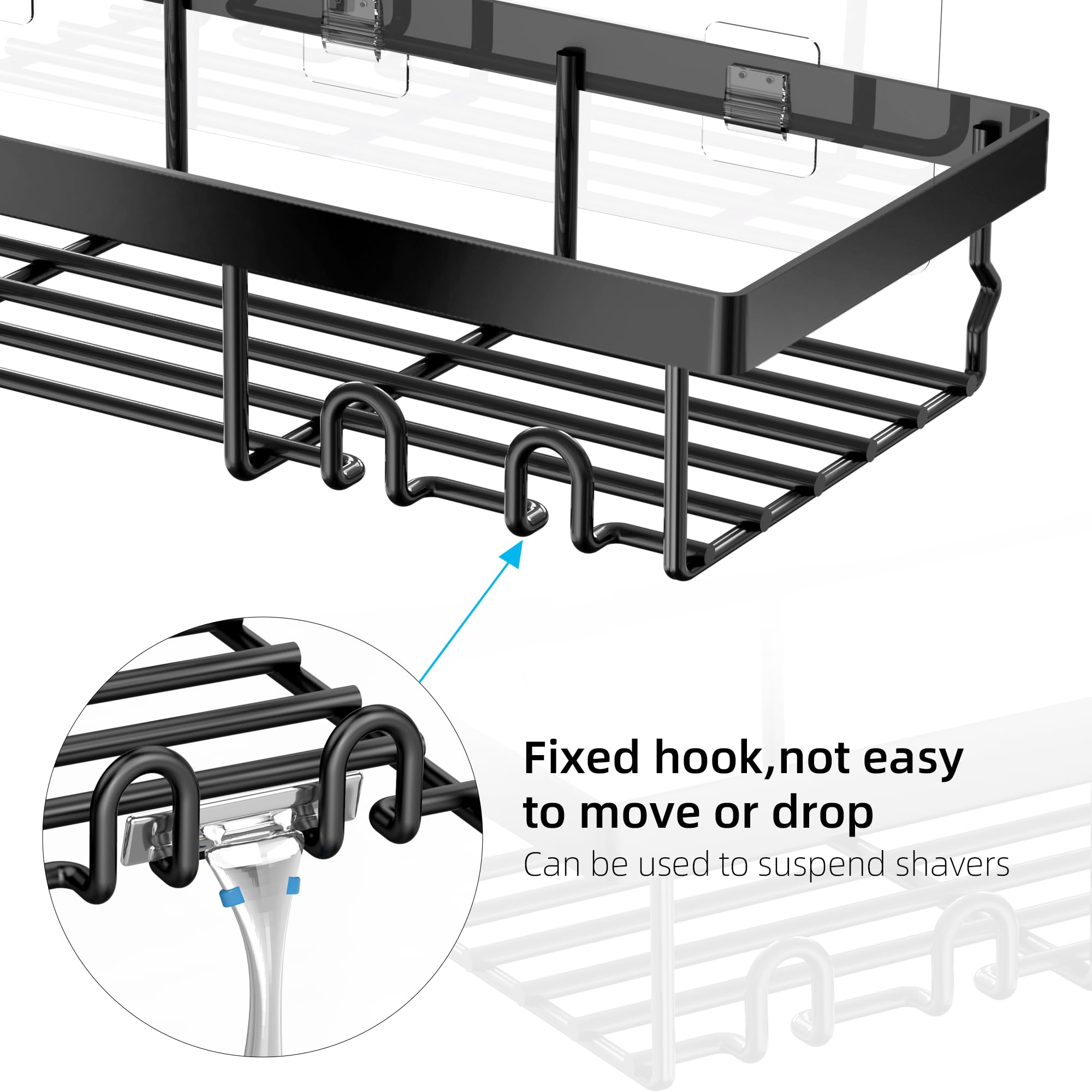 Moforoco Shower Caddy Basket Shelf with Soap Holder  No Drilling Traceless Adhesive Shower Wall Shelves  Rustproof Bathroom Shower Storage Organizer