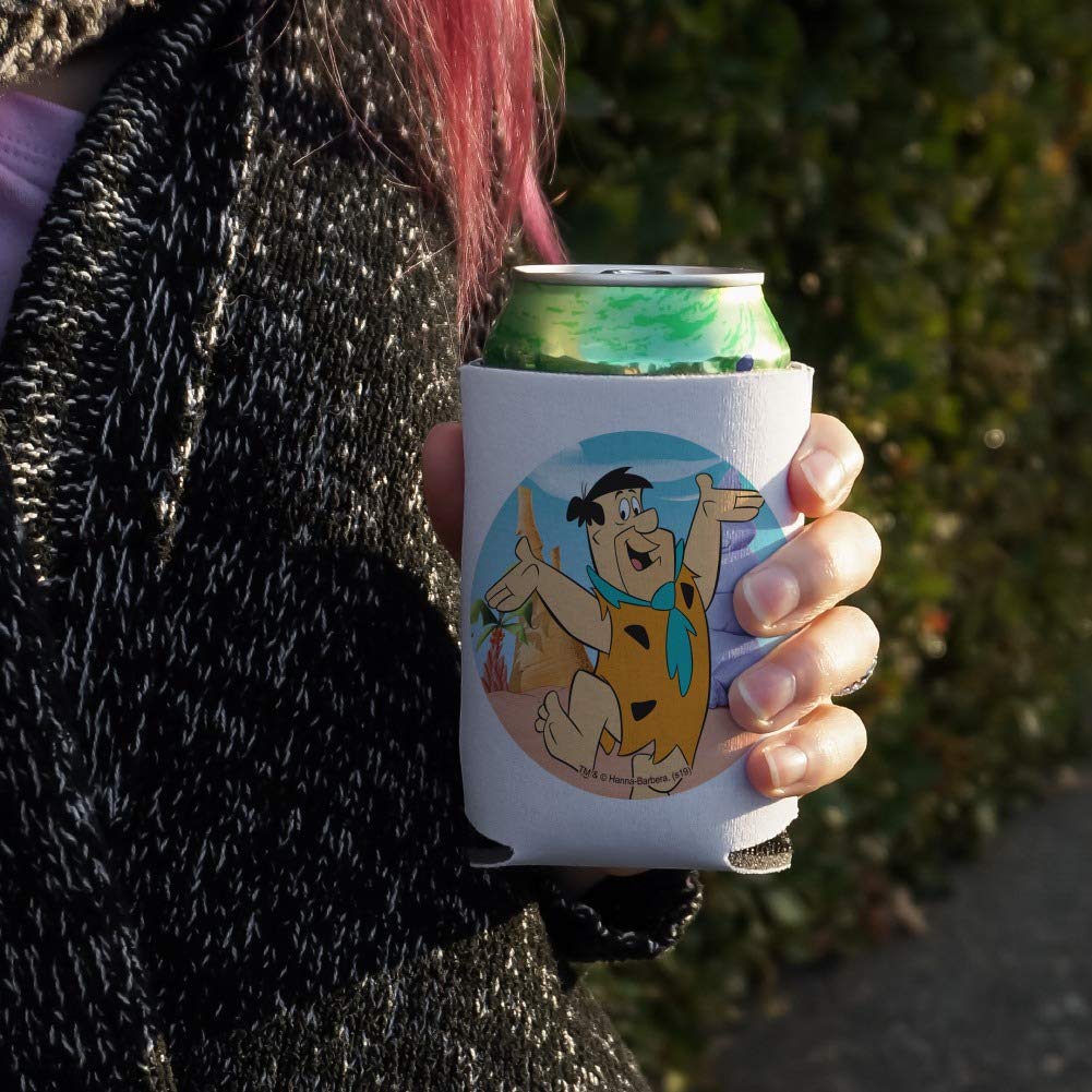 The Flintstones Fred Character Can Cooler - Drink Sleeve Hugger Collapsible Insulator - Beverage Insulated Holder
