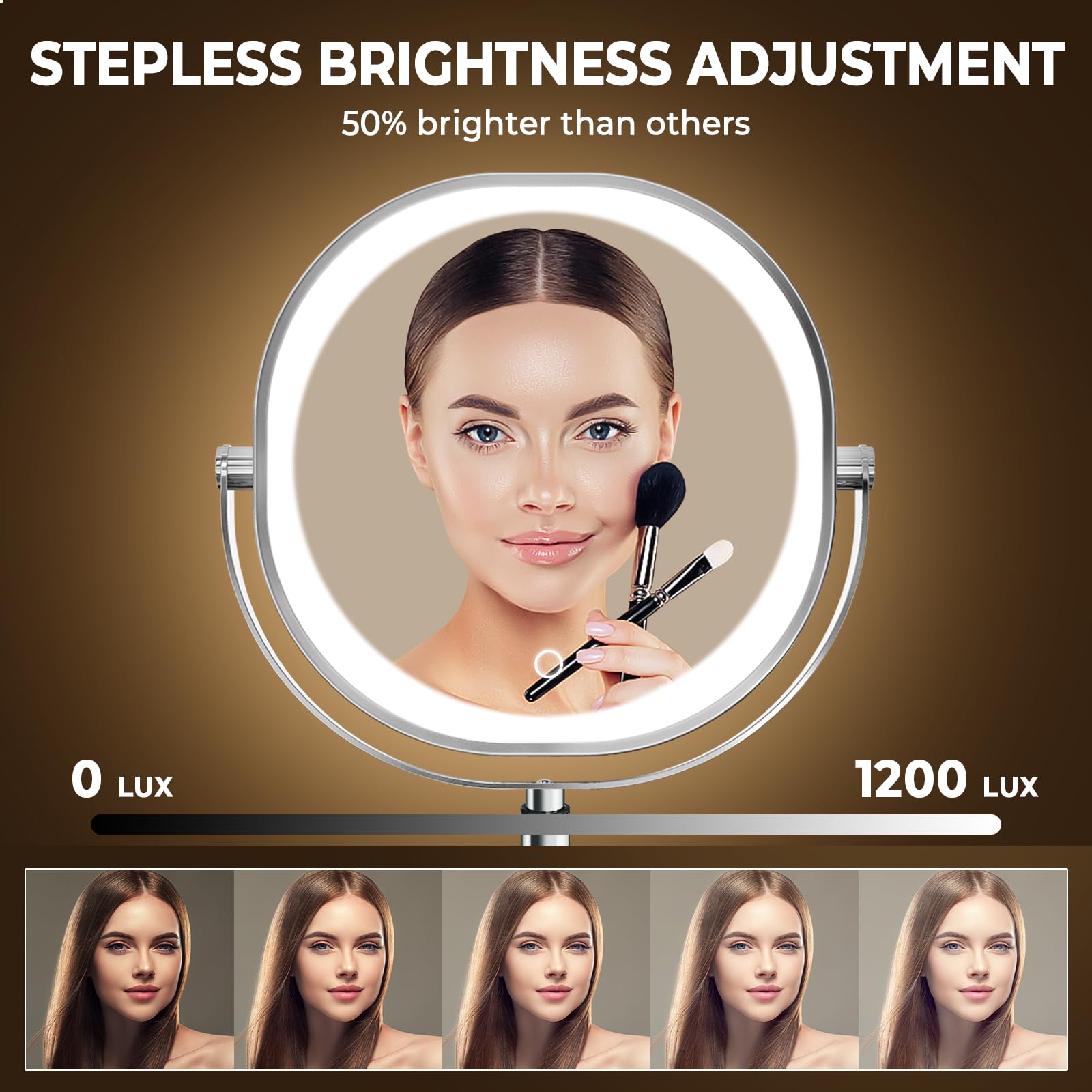 Conlwin 9'' Wall Mounted Lighted Makeup Mirror, 3000Mah Rechargeable Double Sided 1X/10X Magnifying Mirror With Hook, 3 Color Li