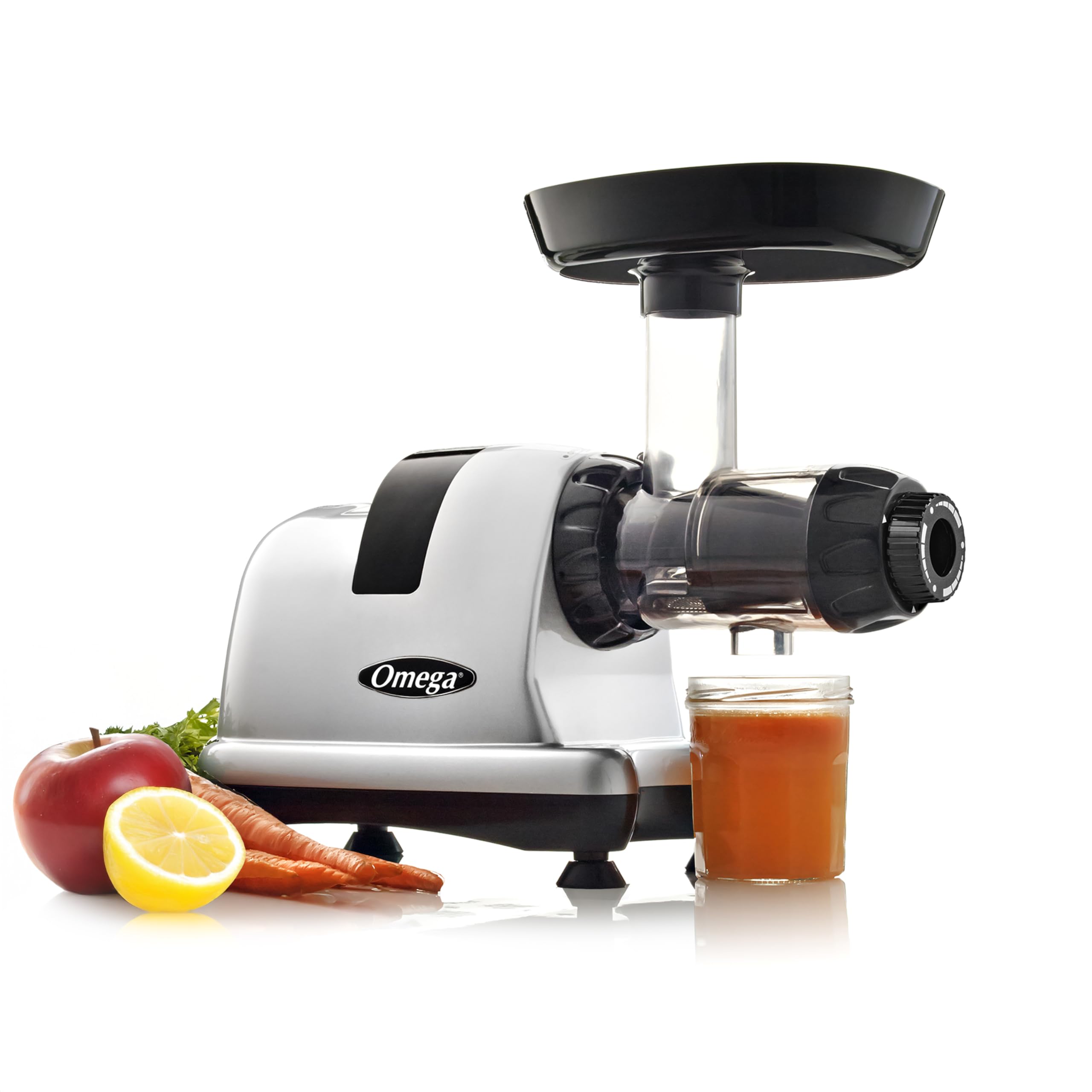 Omega J8006HDS Cold Press Juicer Machine Vegetable and Fruit Juice Extractor and Nutrition System  Triple-Stage Slow Masticating Juicing Technology  200 W  Silver