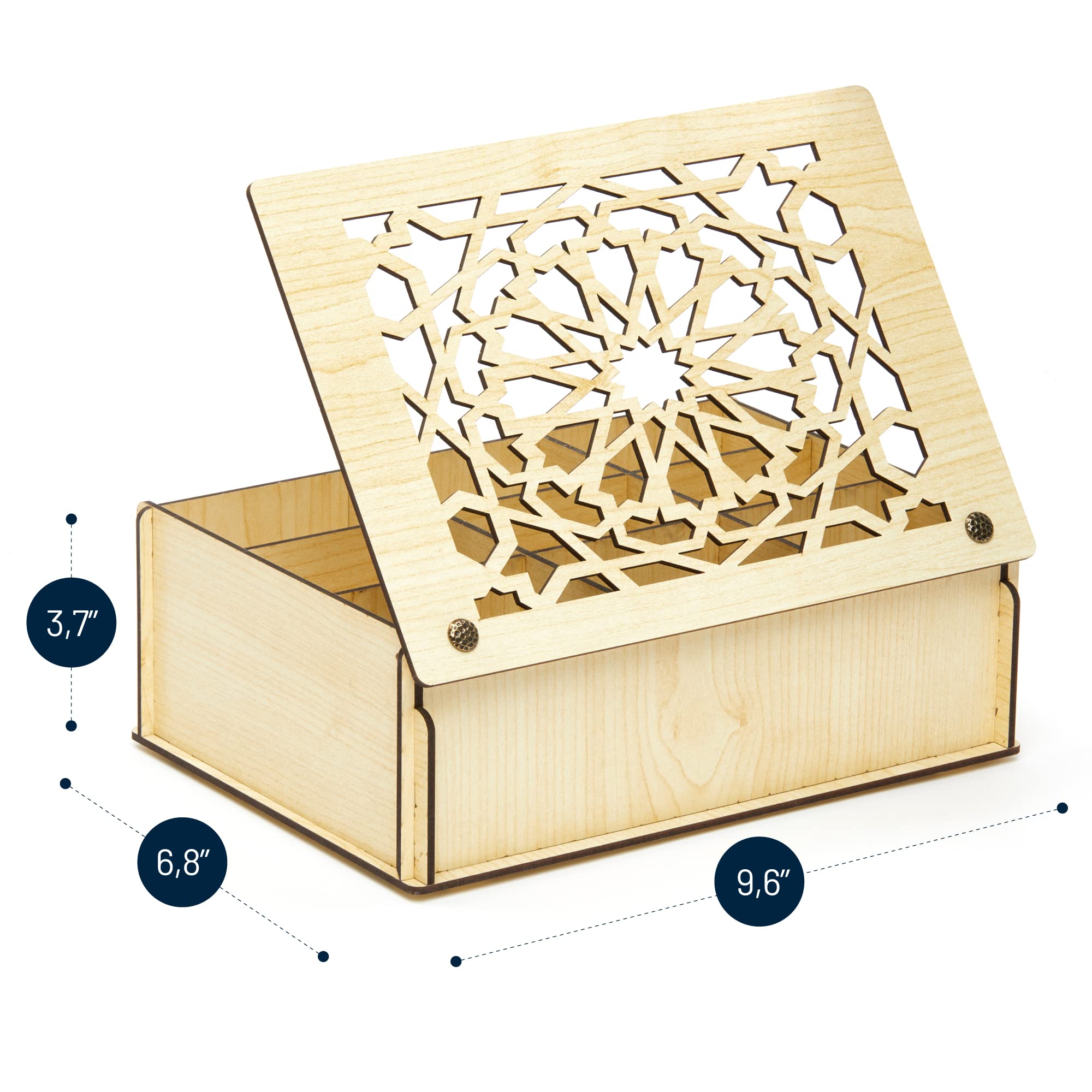 RoyalHouse Premium Wood (Hard MDF) Tea Storage Box Organizer (White)  Eco-Friendly Multi-Functional Decorative Box  9 Compartments For Assorted Variety Of Tea Bags and Small Items