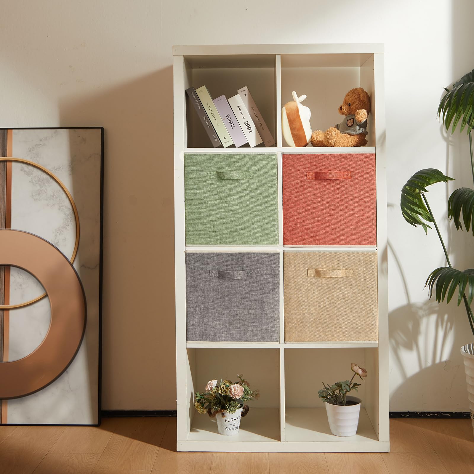 Brillantjo Storage Box, Set Of 4 Organiser Basket Bin Drawers Containers With Handles For Storage Cube Unit, Mixcolor, 13'' X 15