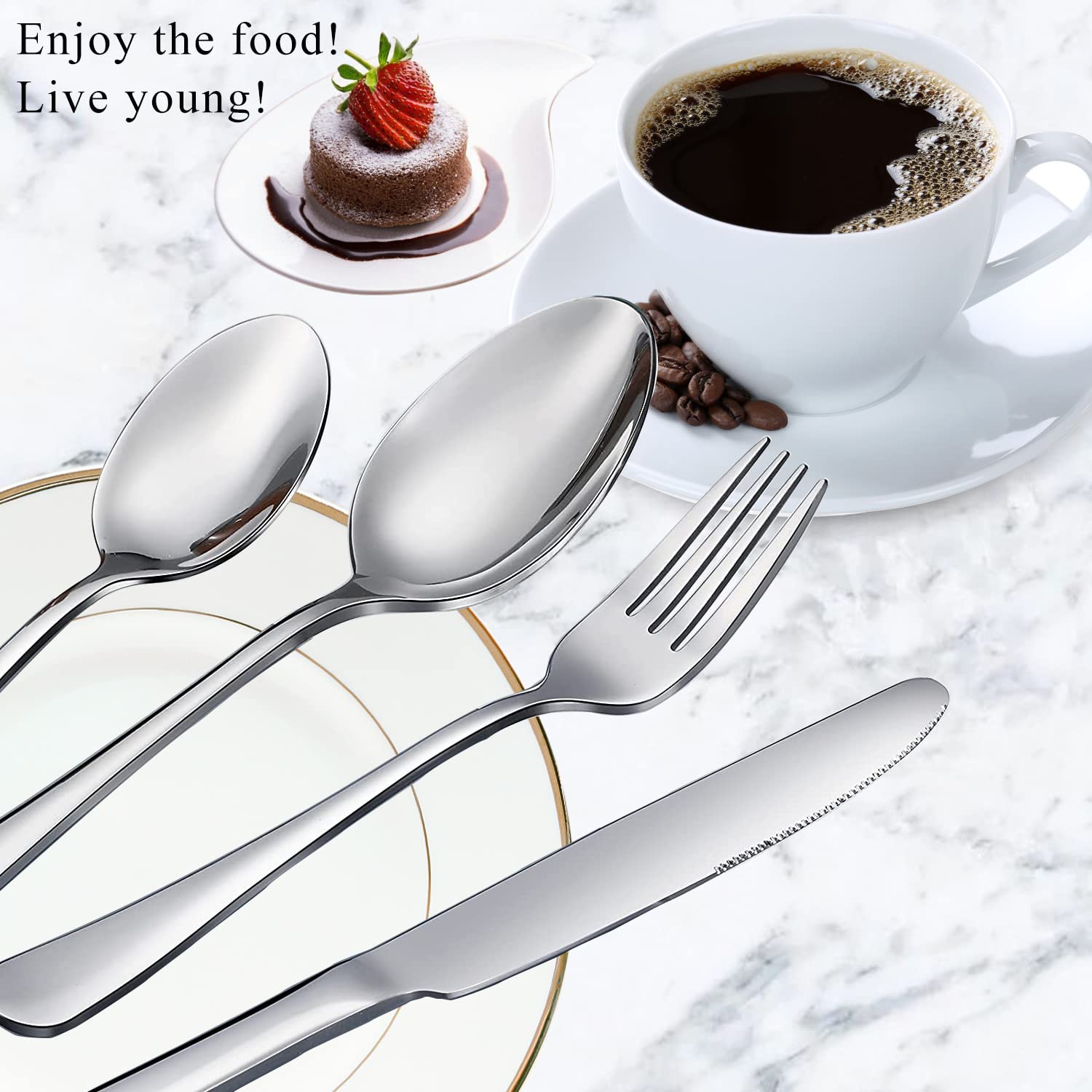 Small Spoons,Coffee Spoons,Set Of 6 Top Food Grade Stainless Steel Spoons Silverware, Demitasse Espresso Spoons, Tea Spoons, Des
