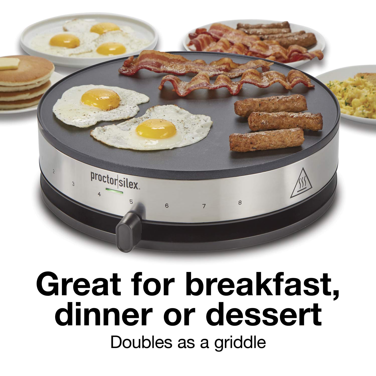 Proctor Silex Electric Crepe Maker With 13    Nonstick Griddle For Eggs, Pancakes, Omelets And Quesadillas, With Temperature Con